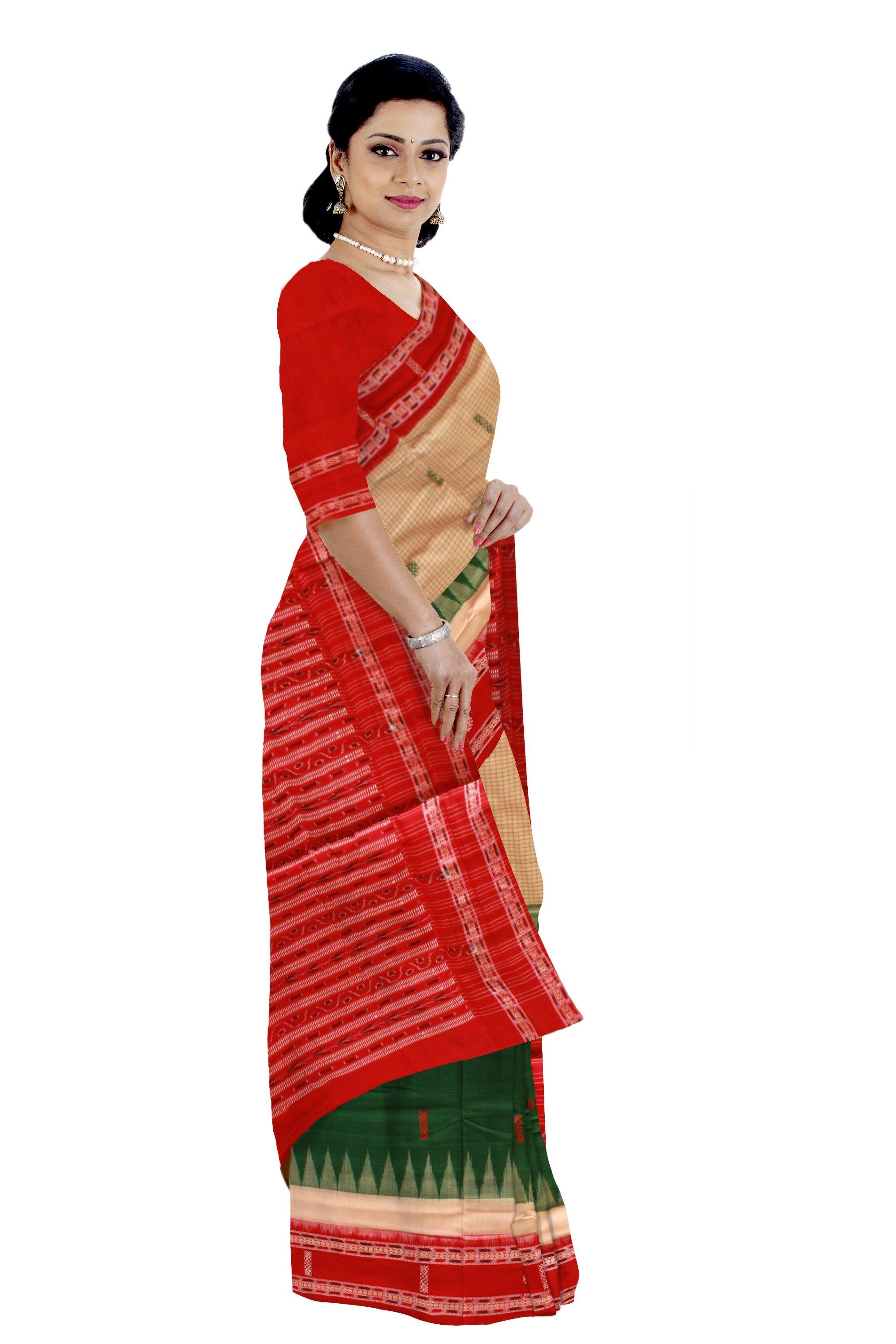 Sambalpuri bomkai saree in dual color with blouse piece. - Koshali Arts & Crafts Enterprise