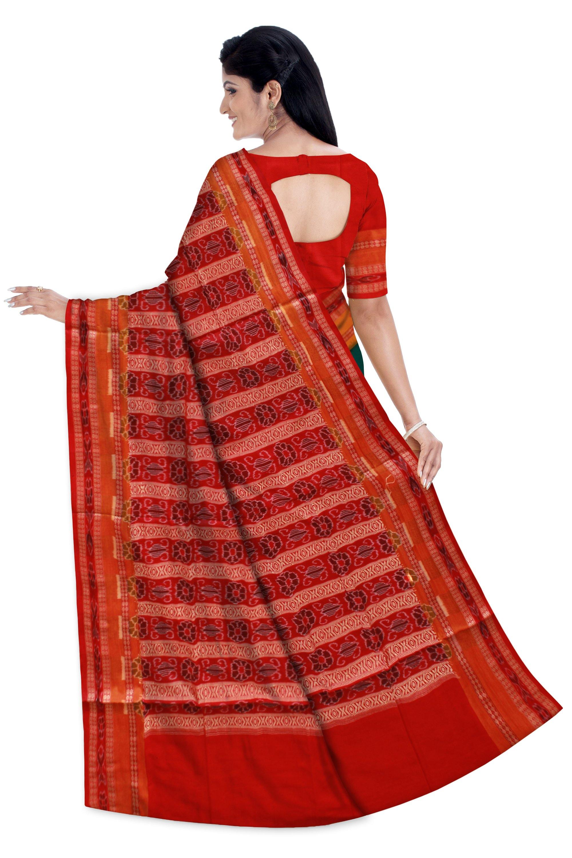 Green color bomkai print Sambalpuri saree with blouse piece. - Koshali Arts & Crafts Enterprise