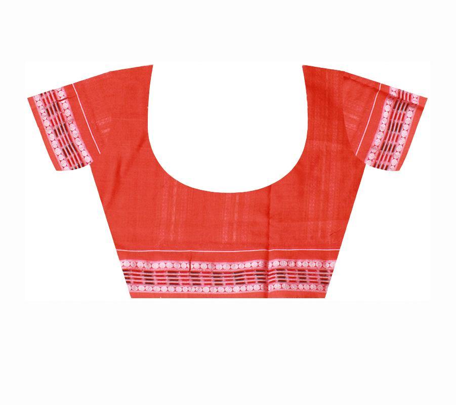 Brown color box pattern Cotton saree with blouse piece - Koshali Arts & Crafts Enterprise