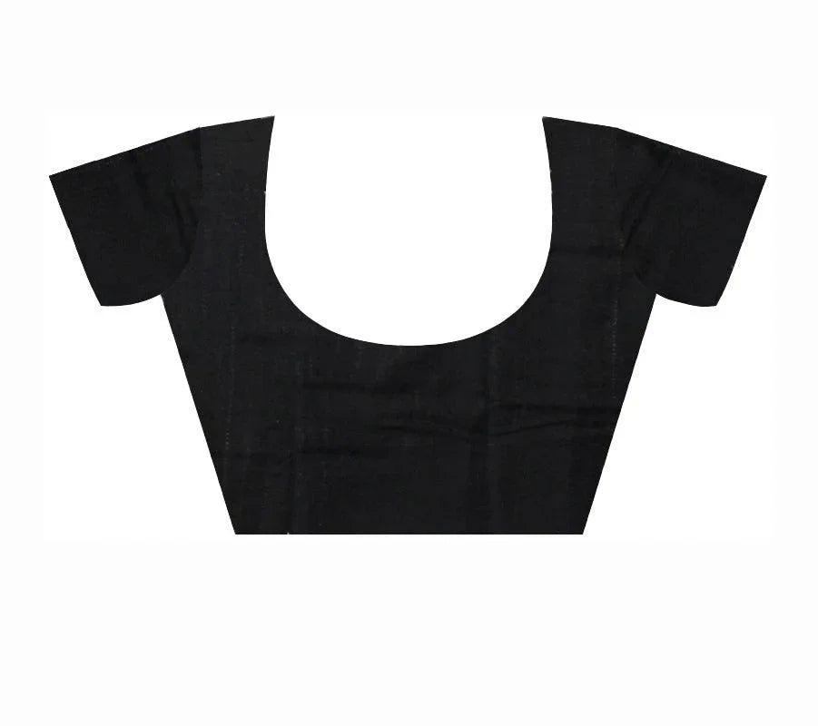 Pink and Black color Kumbha design Sambalpuri  Cotton saree with blouse piece. - Koshali Arts & Crafts Enterprise