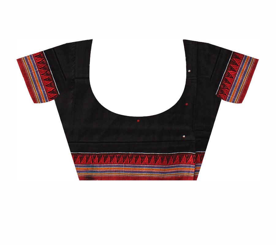 Mordern design Sambalpuri Saree in Black colour Small Booty in Body with blous piece. - Koshali Arts & Crafts Enterprise
