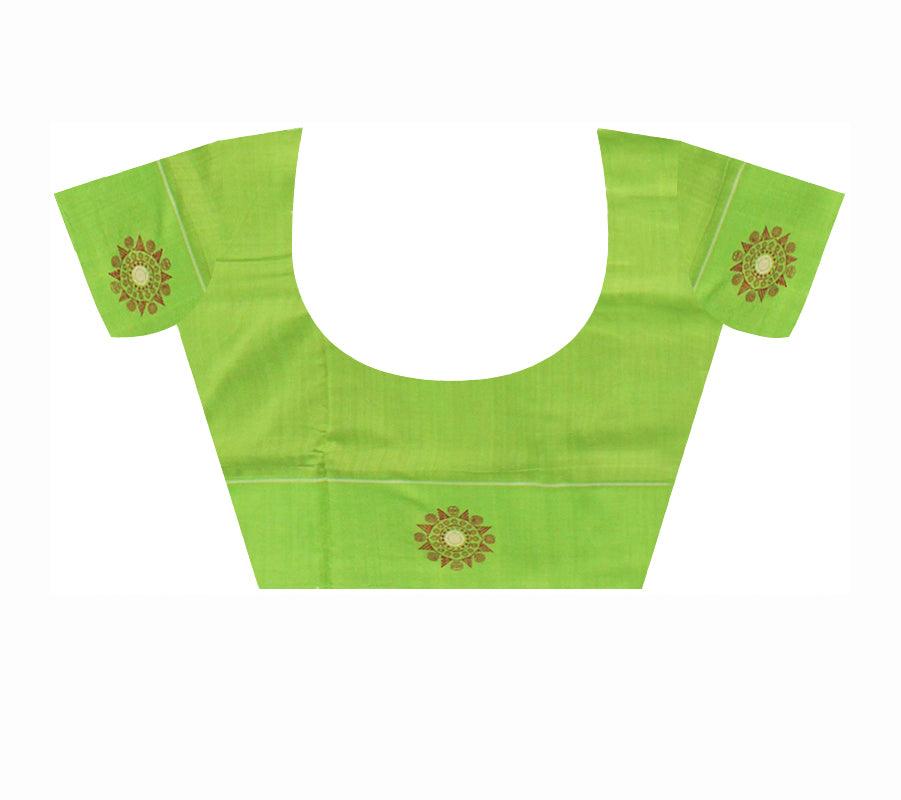 Lattest design Green and brown colour Sambalpuri cotton saree  with blouse piece. - Koshali Arts & Crafts Enterprise