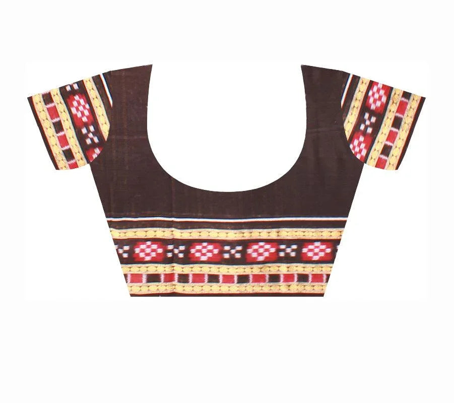 A Samblpuri cotton saree in Red and Black colour border with blouse piece. - Koshali Arts & Crafts Enterprise