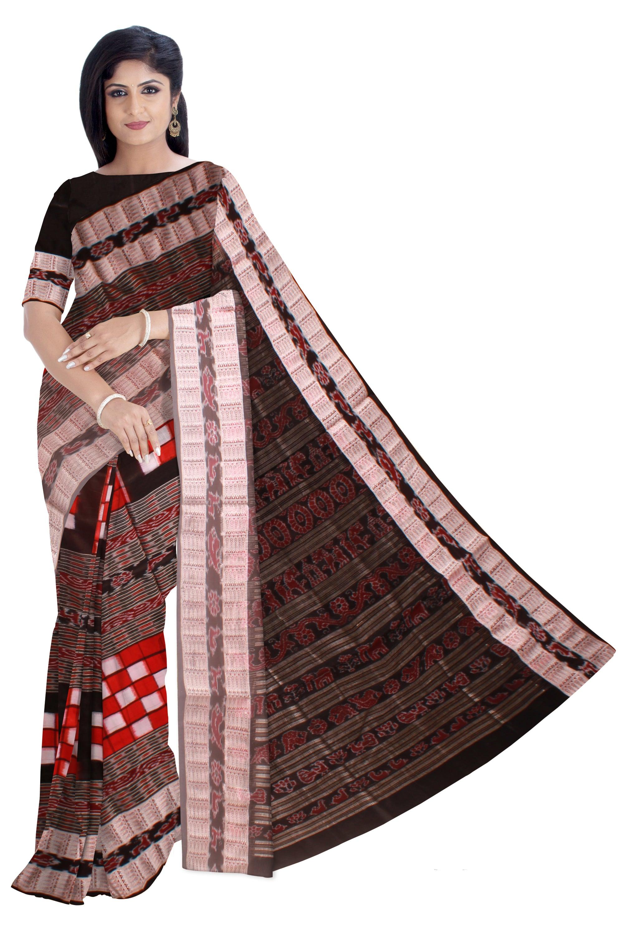 Sambalpuri Original silk Saree in Bichitrapuri Design with blouse piece. - Koshali Arts & Crafts Enterprise