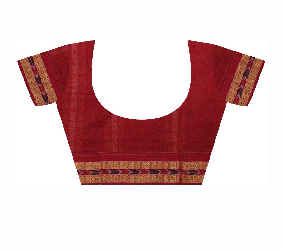 Nartaki design Sambalpuri cotton saree  in Maroon and Black Colour half half Pattern - Koshali Arts & Crafts Enterprise