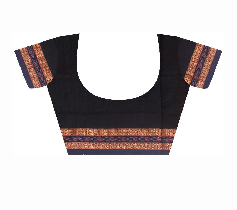 Sambalpuri cotton saree in red , black and white color base, with blouse piece. - Koshali Arts & Crafts Enterprise