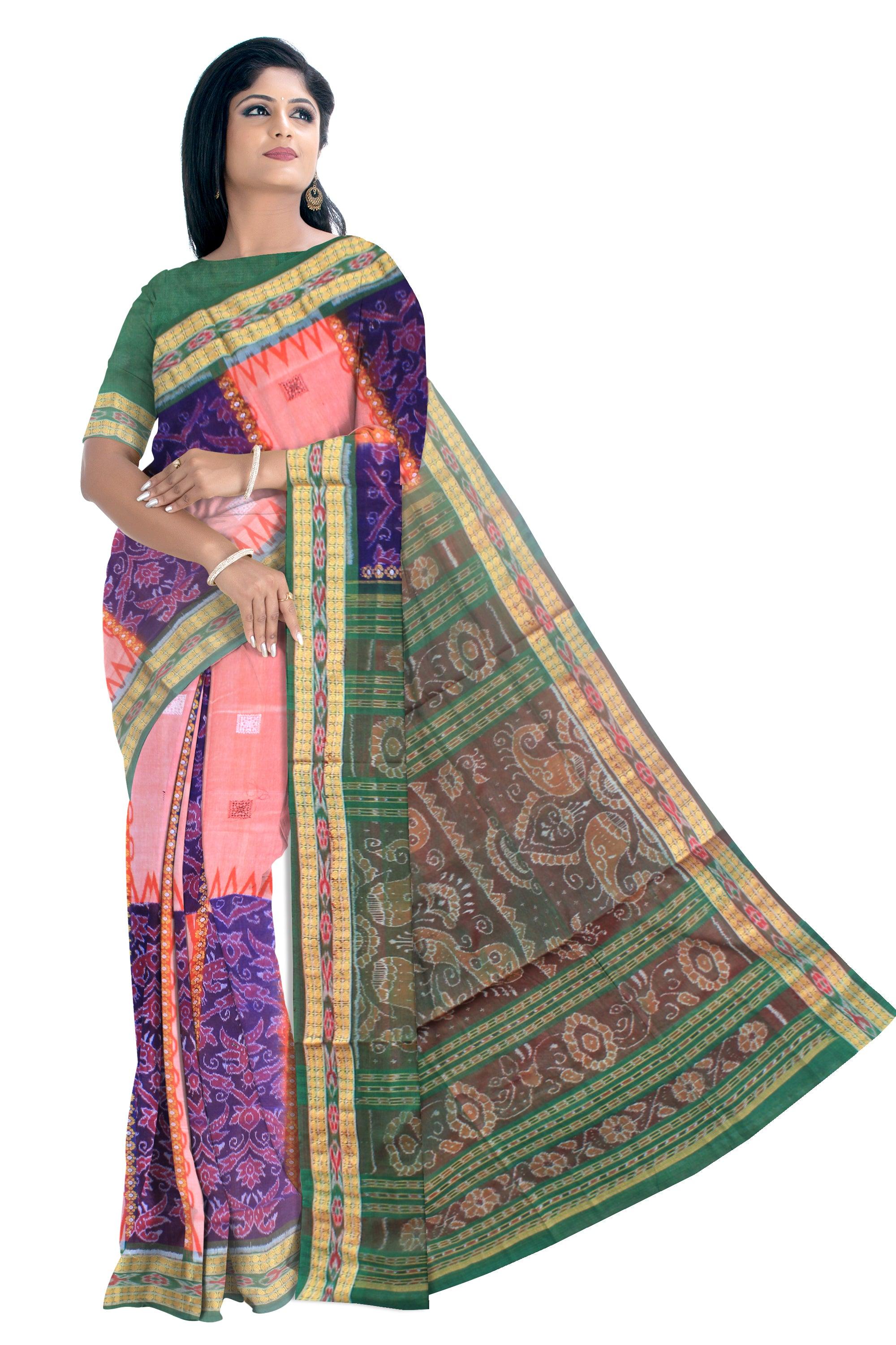 3D color of sambalpuri ikat design saree with blouse piece. - Koshali Arts & Crafts Enterprise