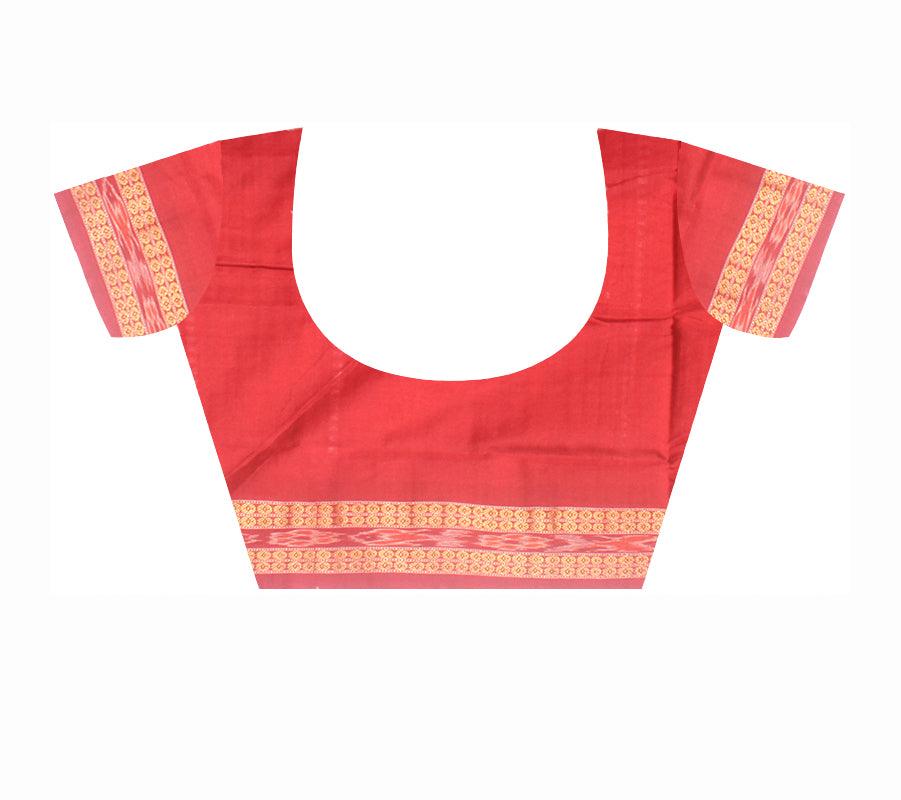 Yellow and maroon color sambalpuri cotton saree  with blouse piece. - Koshali Arts & Crafts Enterprise