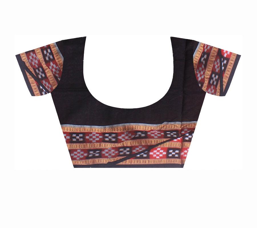 Pal pink color  sambalpuri cotton saree , border is sapta  print  with blouse piece. - Koshali Arts & Crafts Enterprise