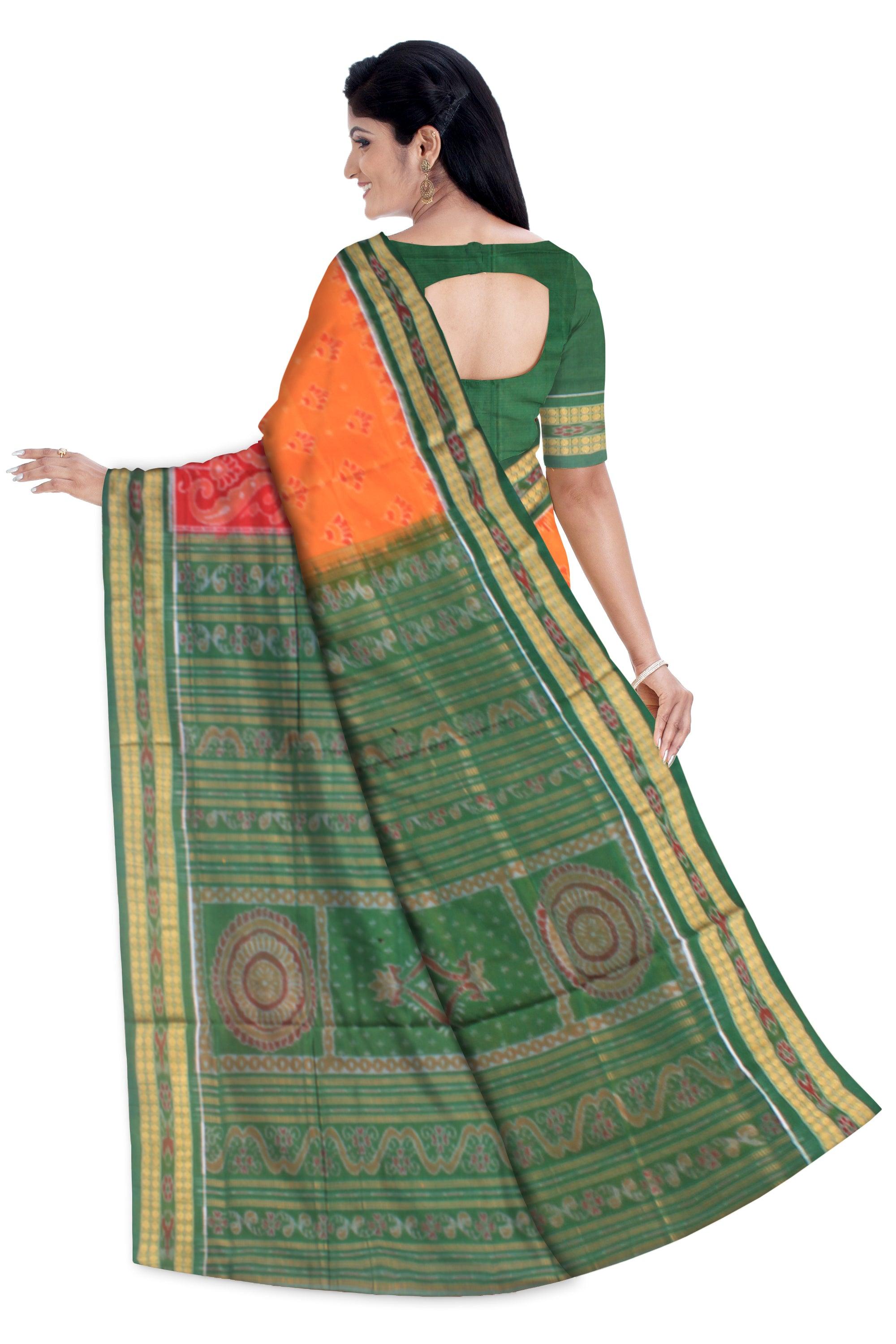 4D  color with ikat design of exclusive  sambalpuri cotton saree , with blouse piece. - Koshali Arts & Crafts Enterprise