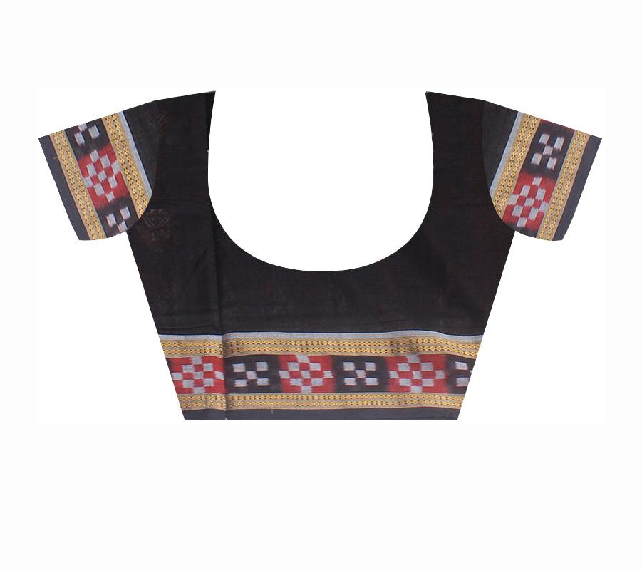 Latest Design of pasapali sambalpuri cotton saree in maroon and black color,with blouse piece. - Koshali Arts & Crafts Enterprise