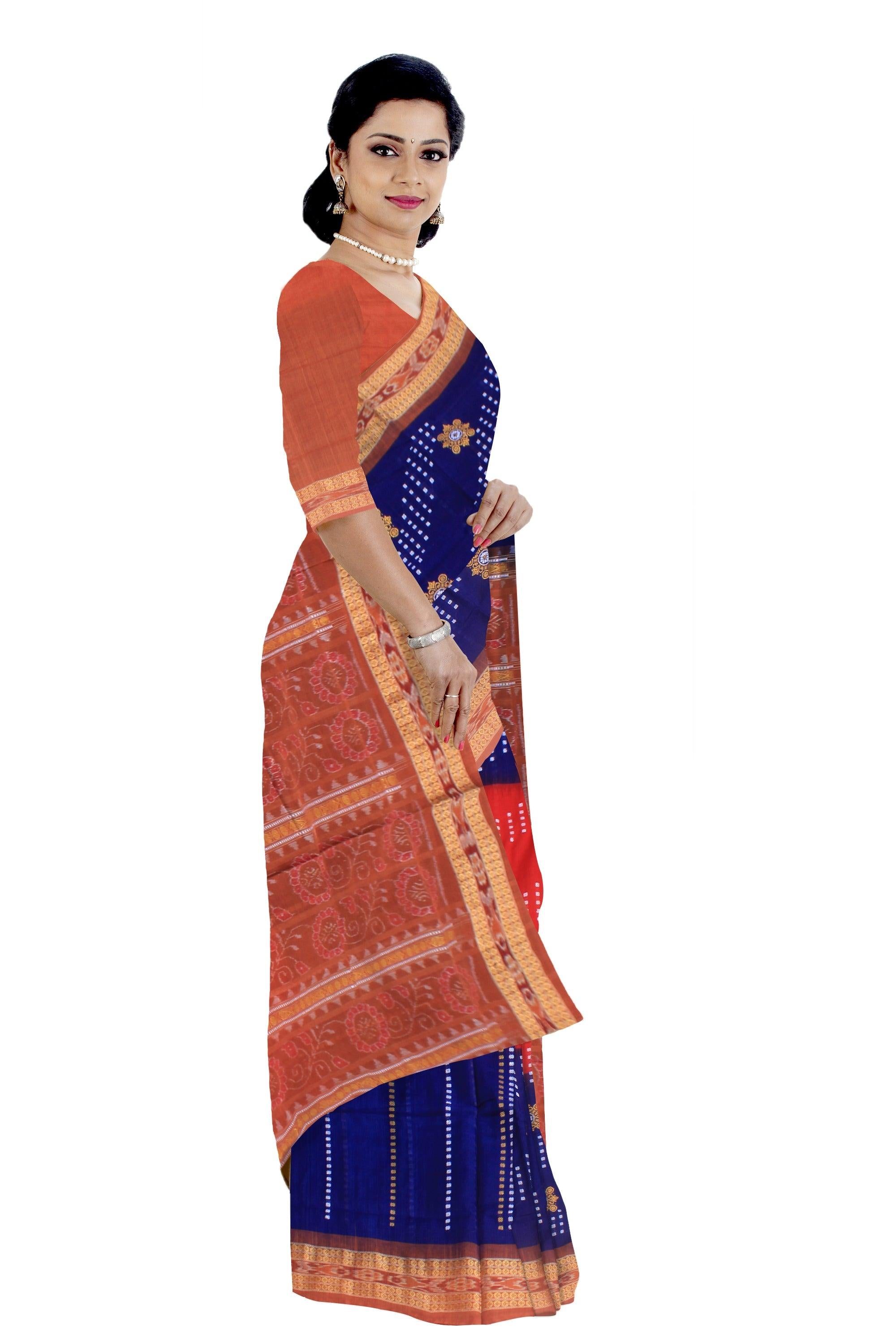 3D color sambalpuri cotton saree  , with blouse piece. - Koshali Arts & Crafts Enterprise