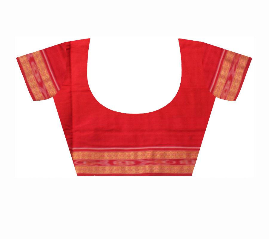 DARK BLUE AND RED COLOR  PASAPALI BORDER  AND BODY BOOTY PATTERN COTTON SAREE , WITH BLOUSE PIECE. - Koshali Arts & Crafts Enterprise