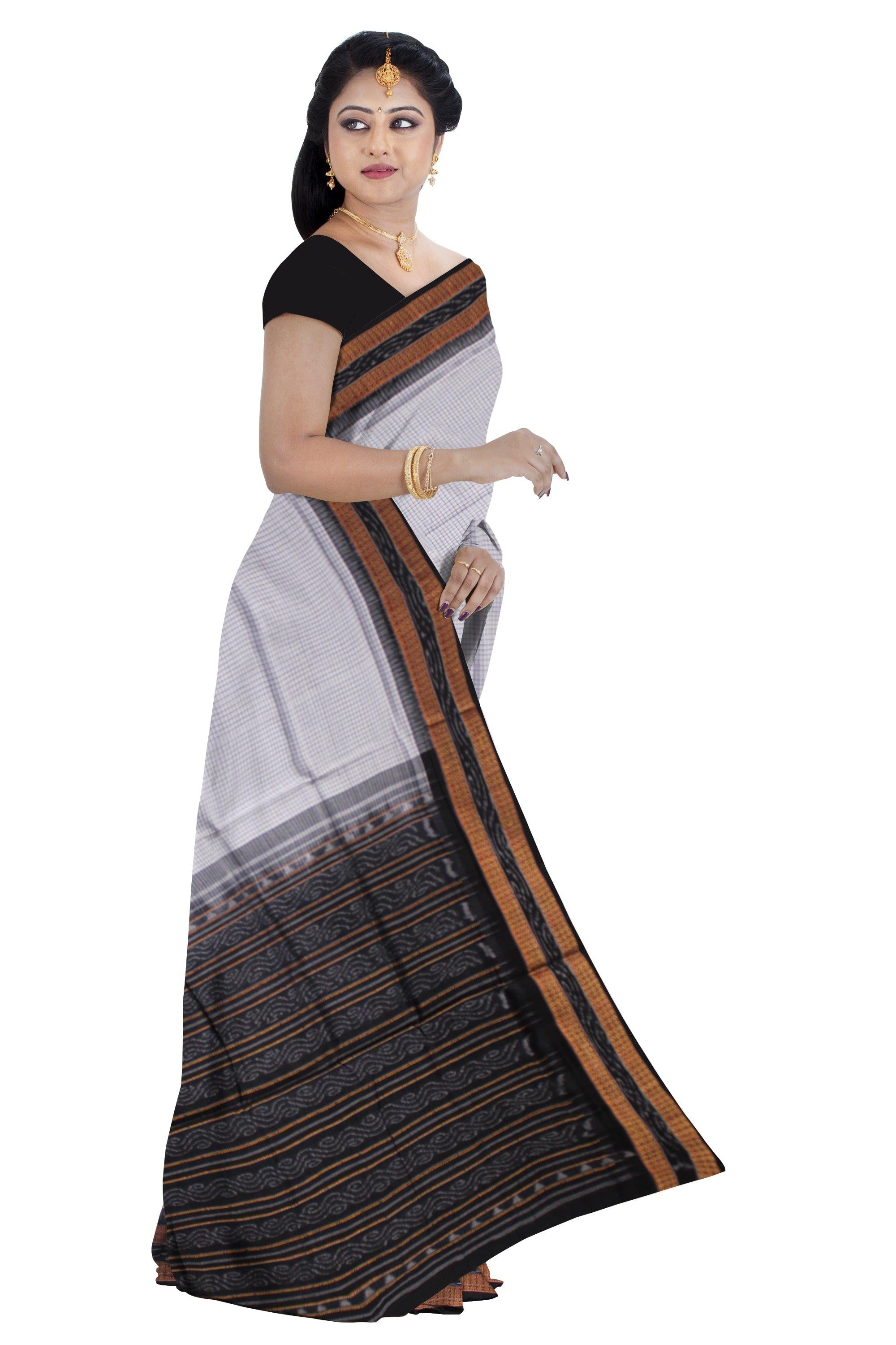 WHITE COLOR SACHIPUR SAREE LOOK ROYAL BASE ,   WITH OUT BLOUSE PIECE. - Koshali Arts & Crafts Enterprise