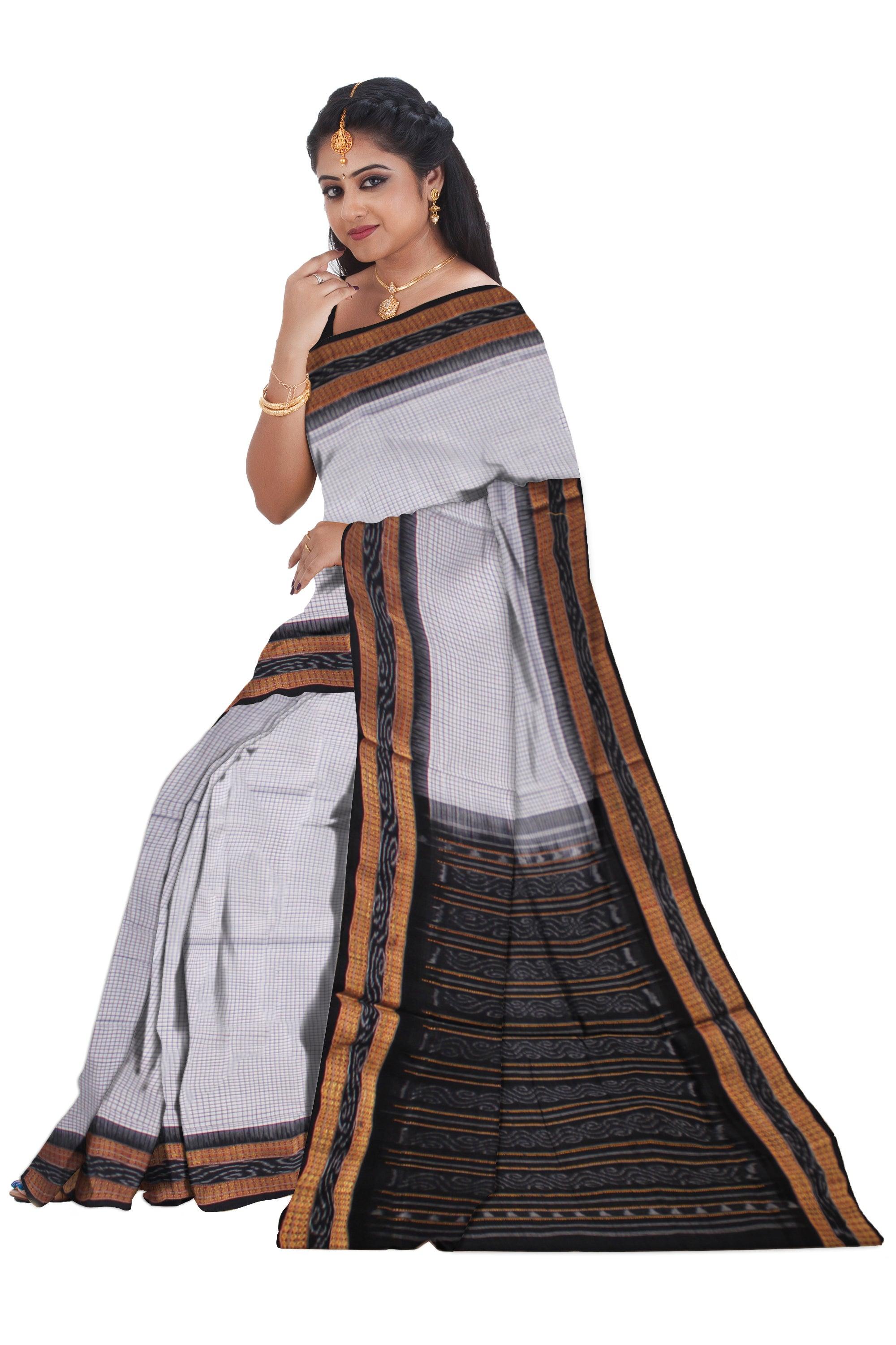 WHITE COLOR SACHIPUR SAREE LOOK ROYAL BASE ,   WITH OUT BLOUSE PIECE. - Koshali Arts & Crafts Enterprise