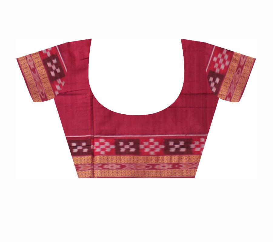 A SAMBALPURI COTTON SAREE IN DEEP BLUE AND MAROON COLOR DHADISAPTA DESIGN,WITH BLOUSE PIECE. - Koshali Arts & Crafts Enterprise