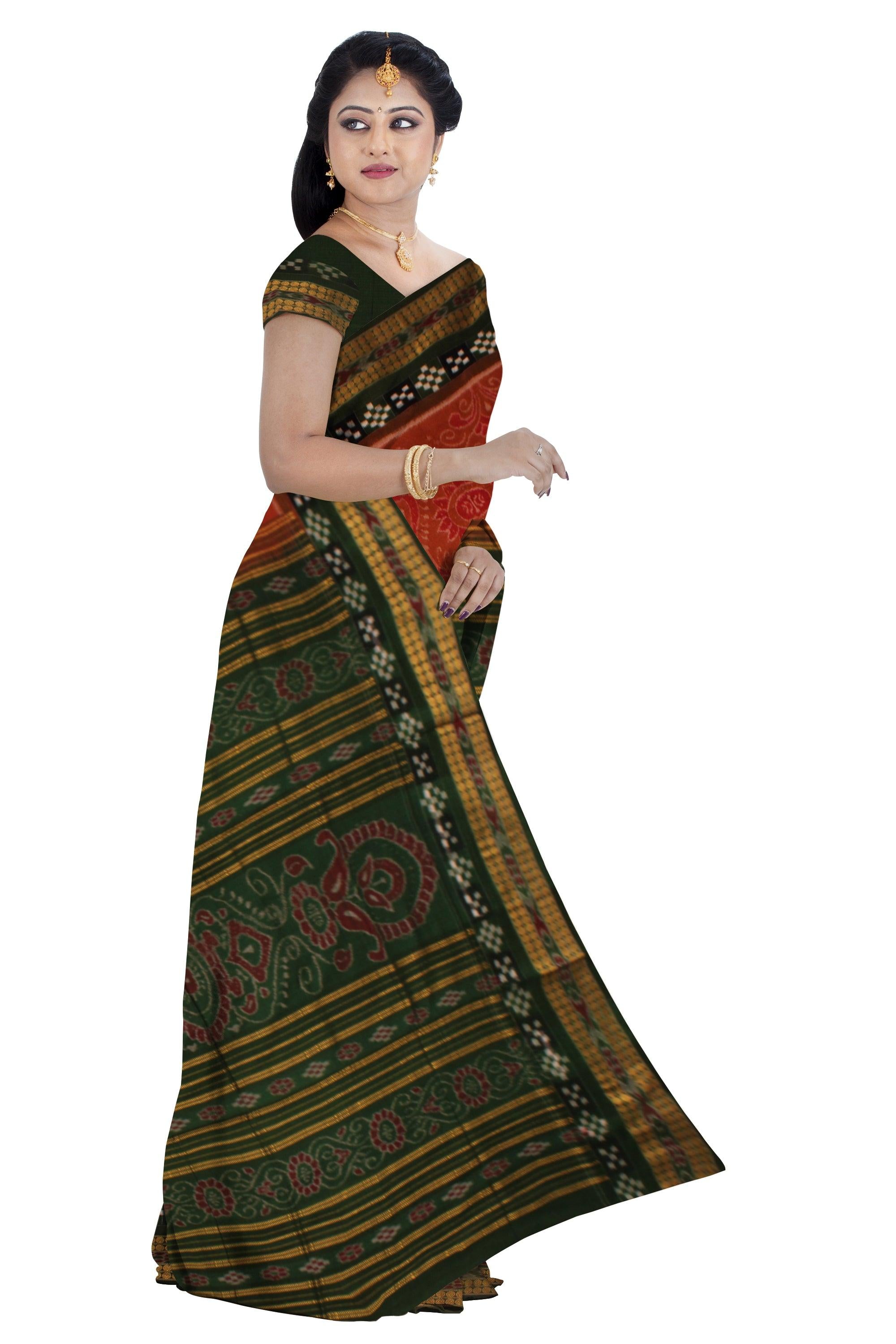 BODY MAYURI PRINT PURE COTTON SAREE IN 3D COLOR BASE, ATTACHED WITH BLOUSE PIECE. - Koshali Arts & Crafts Enterprise