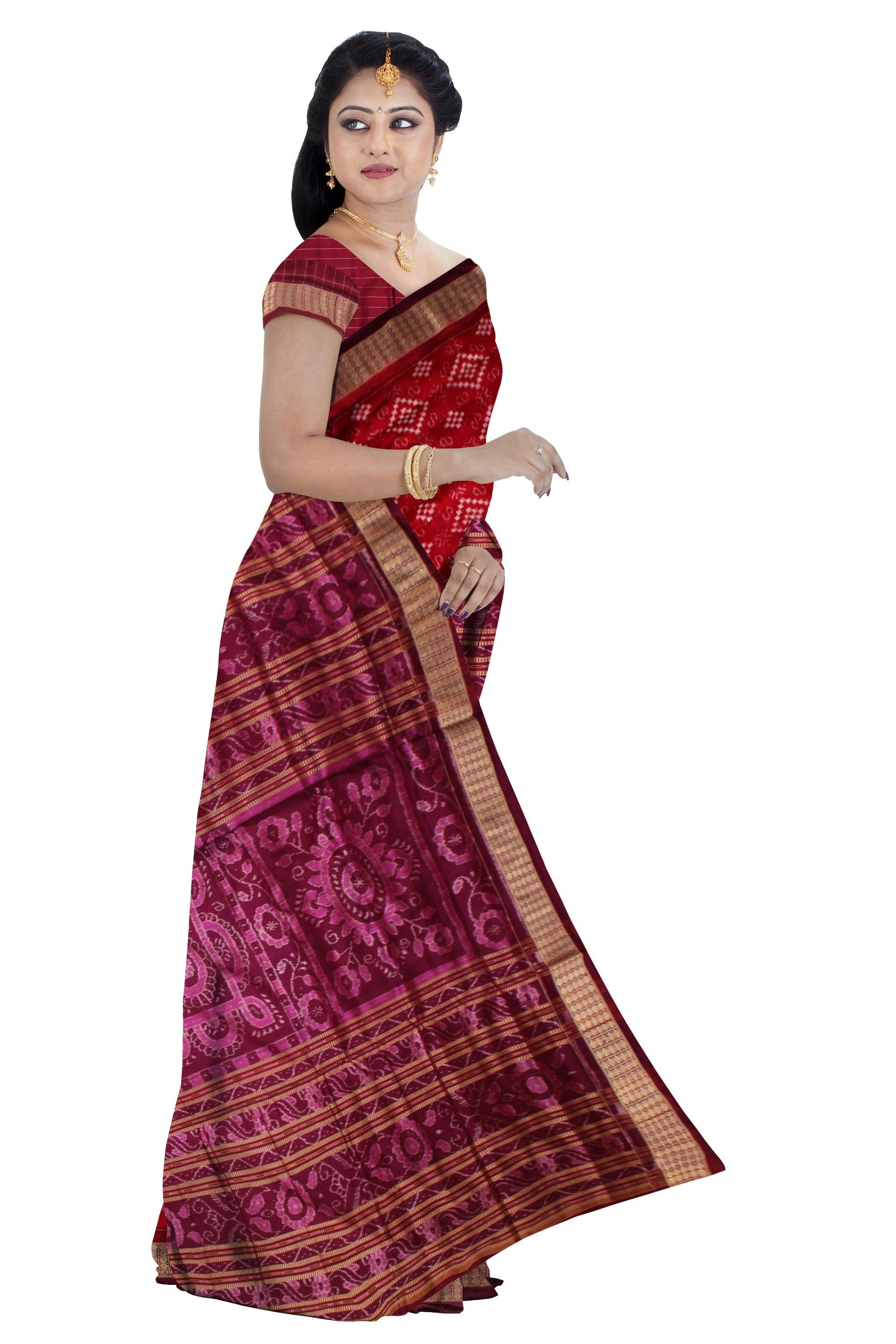 LATEST COLLECTION MAROON AND PURPLE COLOR PURE PASAPALI PATA SAREE , COMES WITH BLOUSE PIECE. - Koshali Arts & Crafts Enterprise