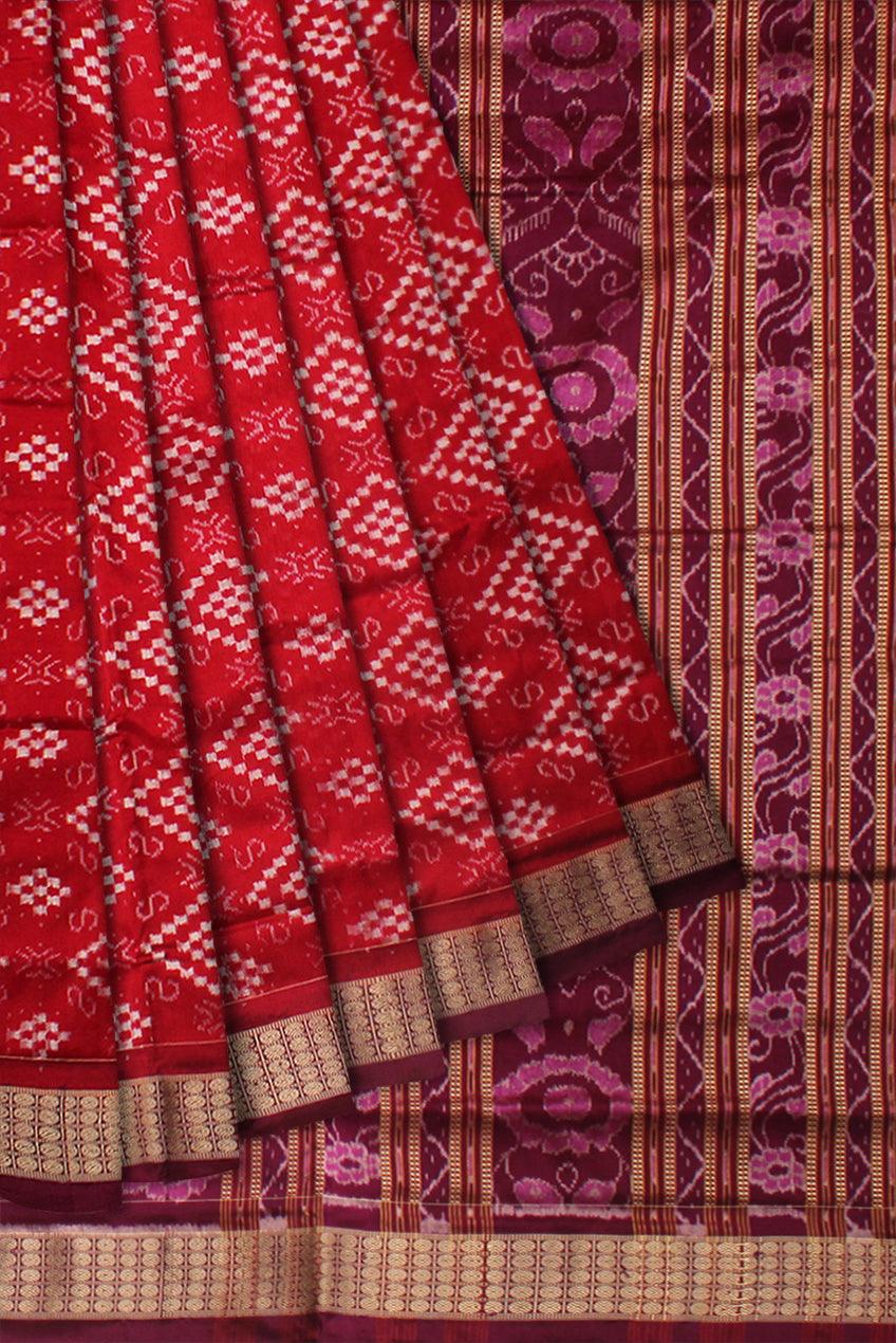 LATEST COLLECTION MAROON AND PURPLE COLOR PURE PASAPALI PATA SAREE , COMES WITH BLOUSE PIECE. - Koshali Arts & Crafts Enterprise