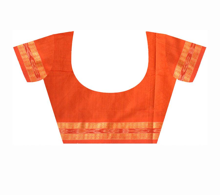LATEST PEACOCK DESIGN IN BLACK  AND  ORANGE COLOR  COTTON SAREE AVAILABLE WITH BLOUSE. - Koshali Arts & Crafts Enterprise