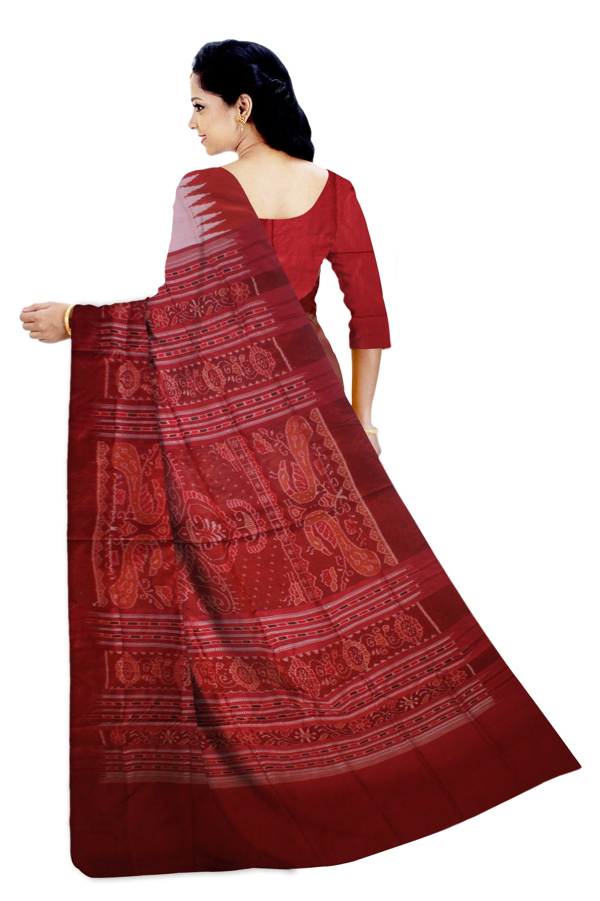 NEW COLLECTION TEMPLE DESIGN WITH BOOTY PATTERN PATA SAREE IN LIGHT PINK AND RED COLOUR, AVAILABALE WITH BLOUSE PIECE. - Koshali Arts & Crafts Enterprise