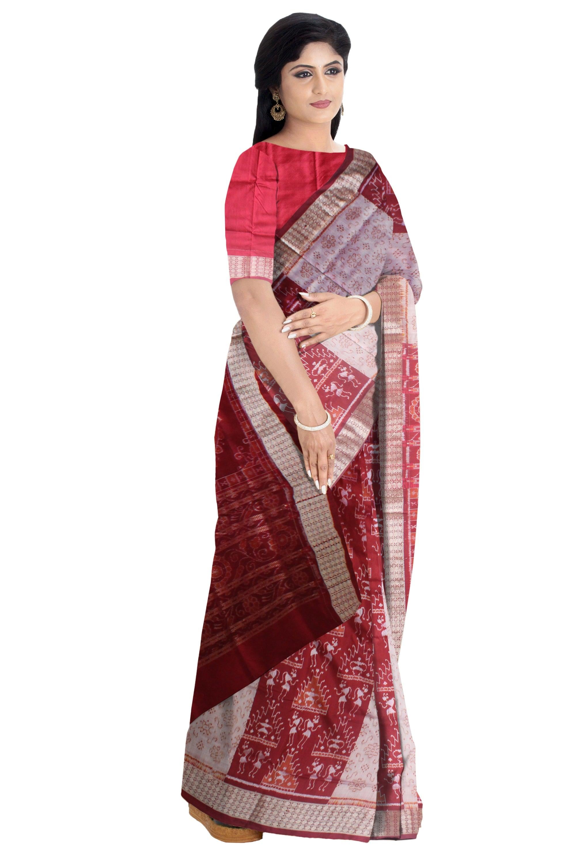 LATEST NEW TERRACOTTA BASED PATA SAREE IN  GREY, MAROON AND ROSE COLOR AVAILABLE WITH BLOUSE  PIECE. - Koshali Arts & Crafts Enterprise