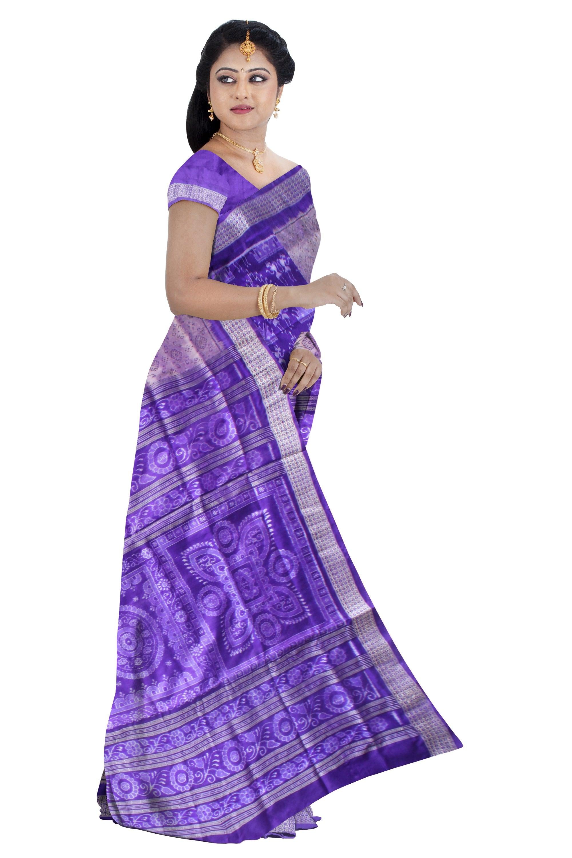 LATEST NEW TERRACOTTA BASED PATA SAREE IN  PUPLE AND GREY AVAILABLE WITH BLOUSE . - Koshali Arts & Crafts Enterprise