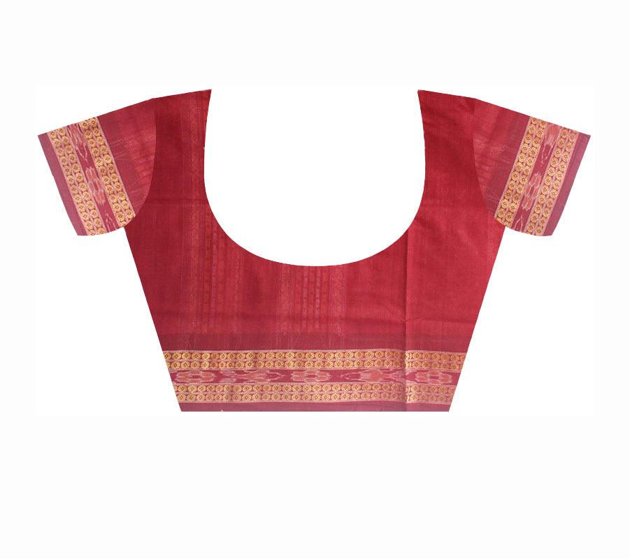 NEW COLLECTION PEACOCK DESIGN WITH BOOTY  PATTERN  COTTON SAREE IN MAROON AND RED COLOR, AVAILABLE WITH BLOUSE. - Koshali Arts & Crafts Enterprise