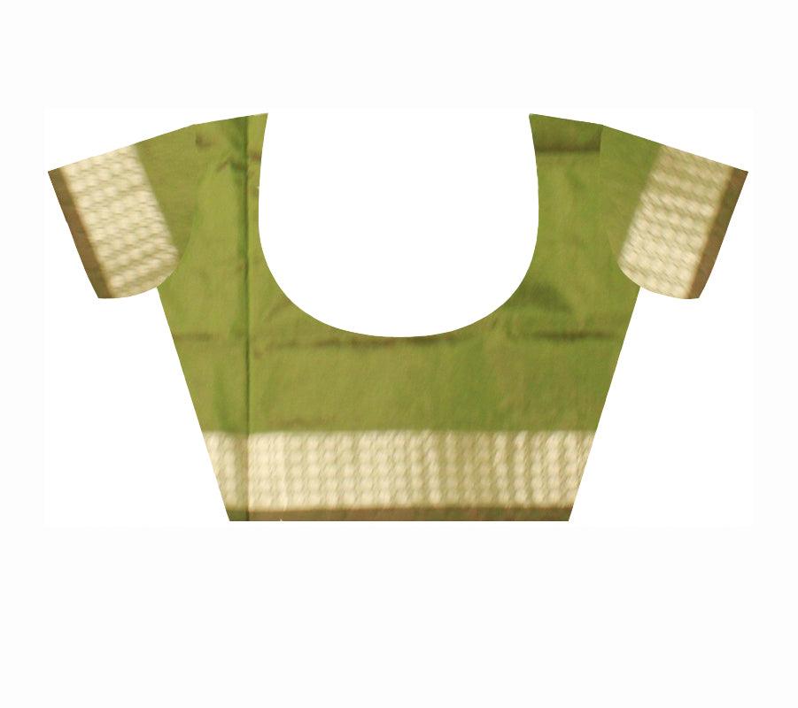 Yellow Color pata saree with green border. Available with blouse piece. - Koshali Arts & Crafts Enterprise