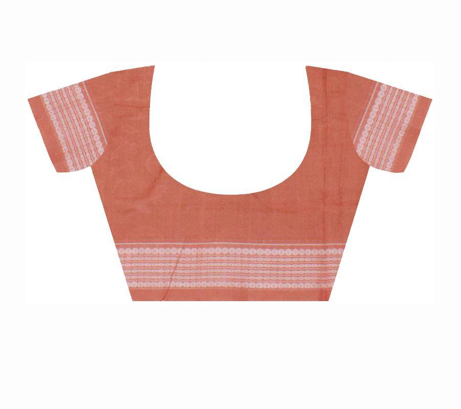 Brown color sambalpuri cotton saree wih blouse piece - Koshali Arts & Crafts Enterprise