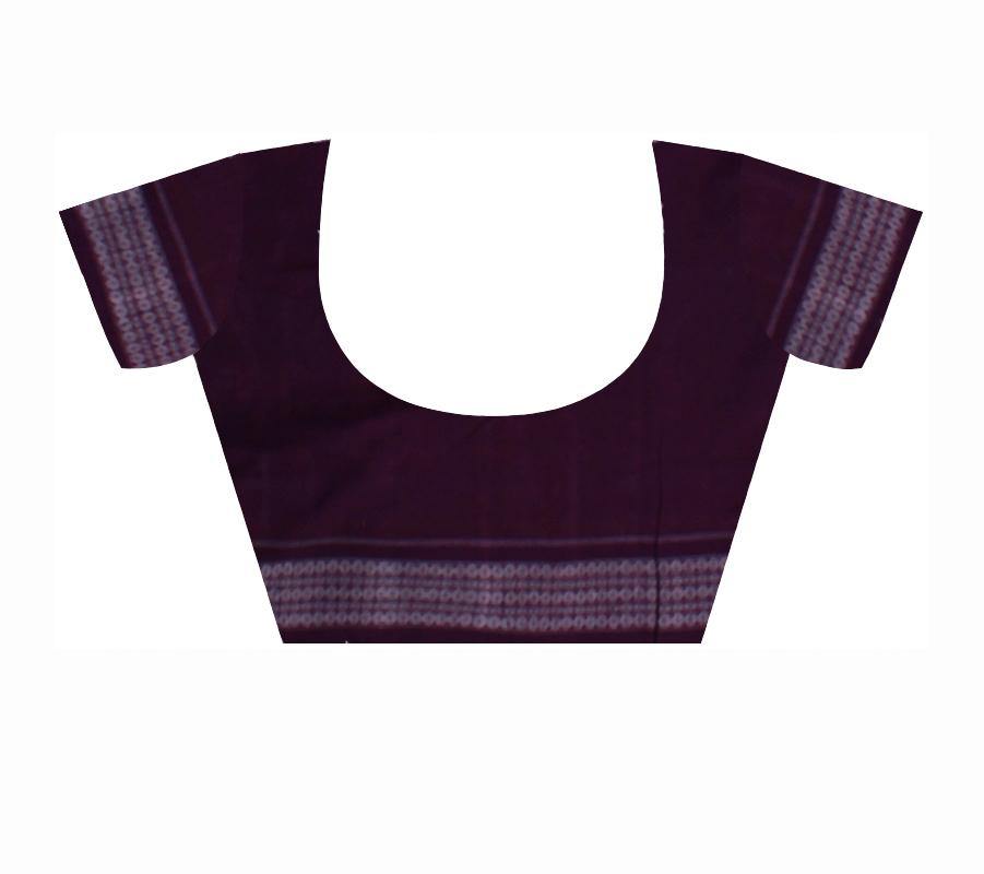 Sambalpuri handwoven cotton saree with star print with blouse piece - Koshali Arts & Crafts Enterprise