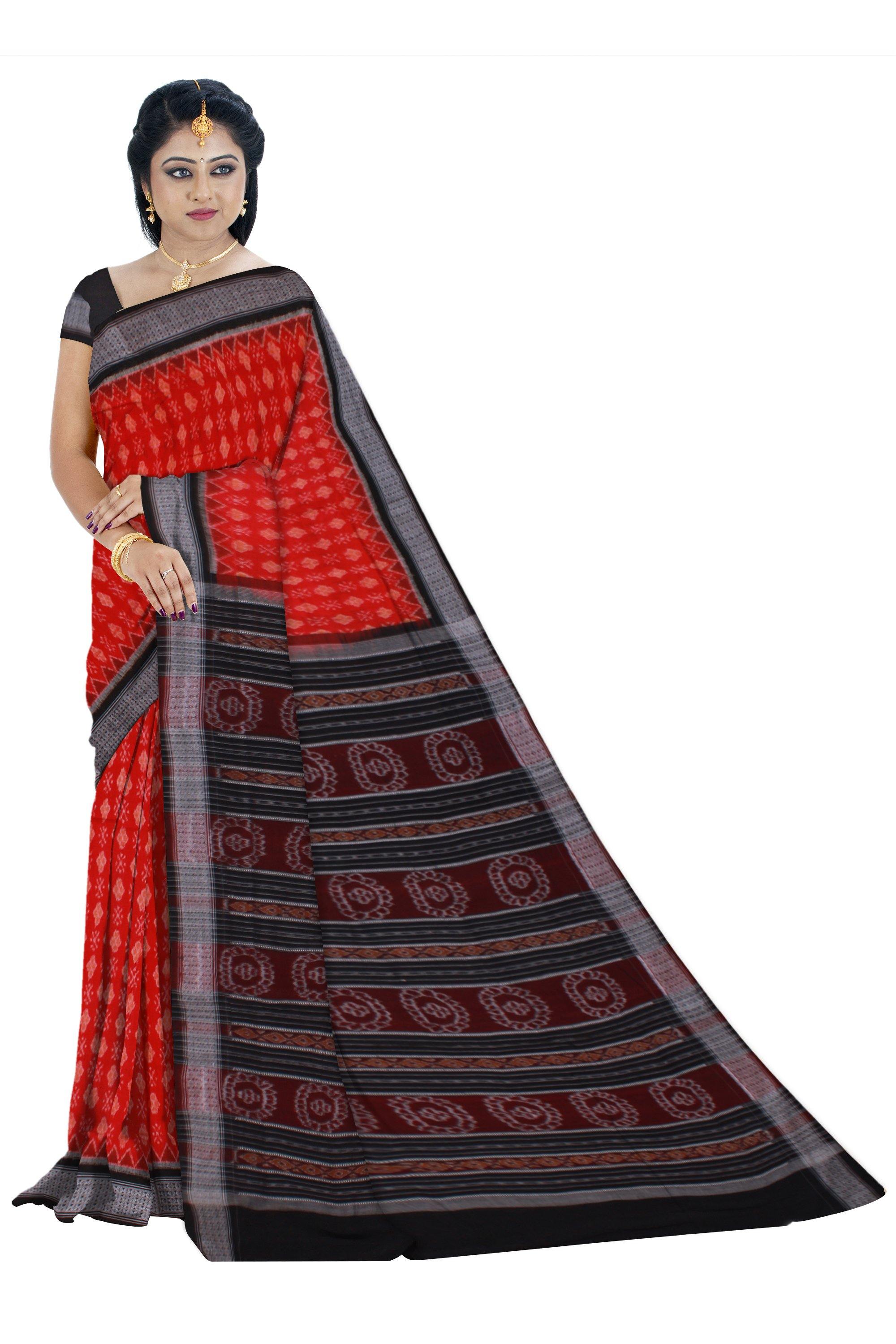 A Rudraksha print Sambalpuri cotton saree with blouse piece - Koshali Arts & Crafts Enterprise