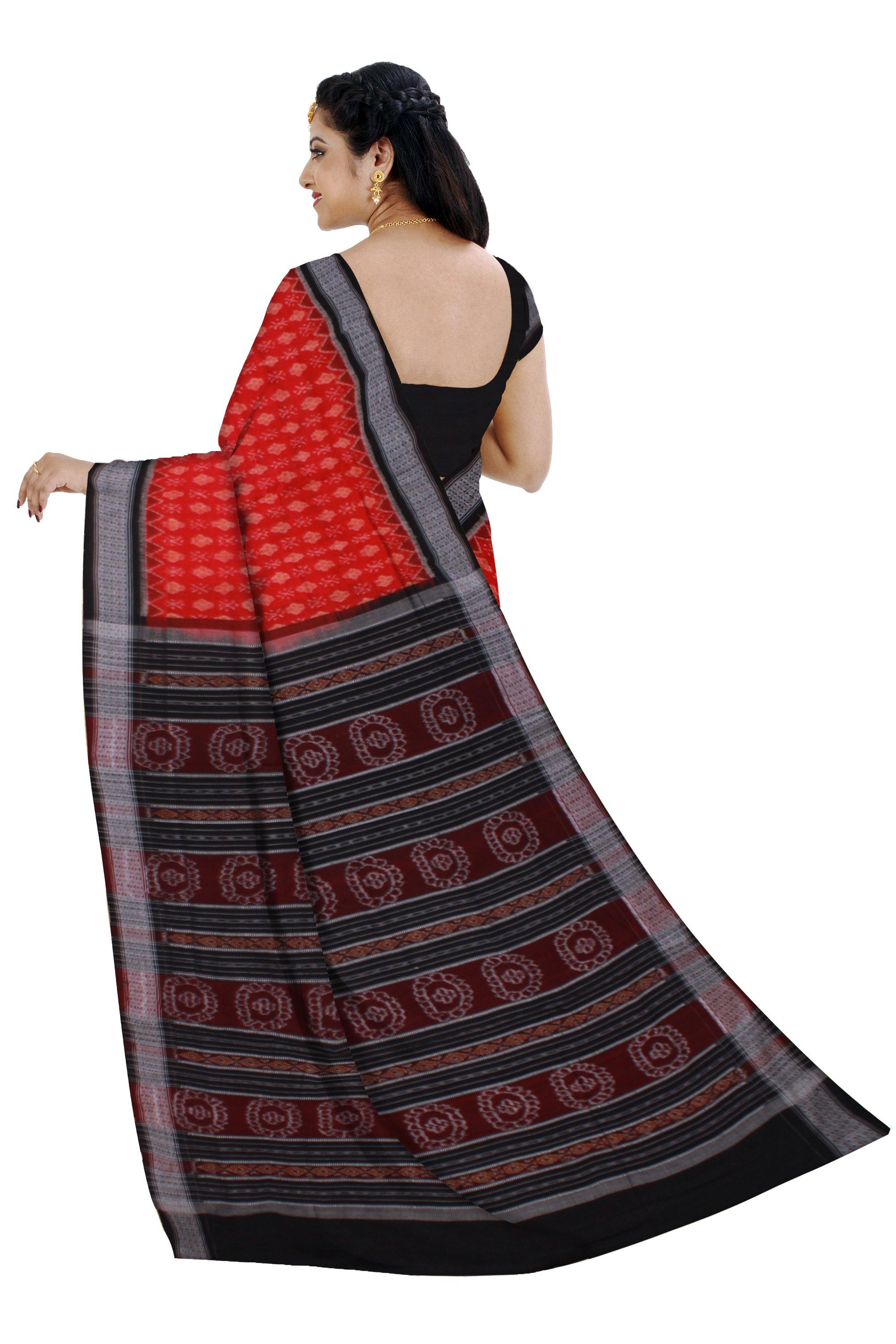 A Rudraksha print Sambalpuri cotton saree with blouse piece - Koshali Arts & Crafts Enterprise