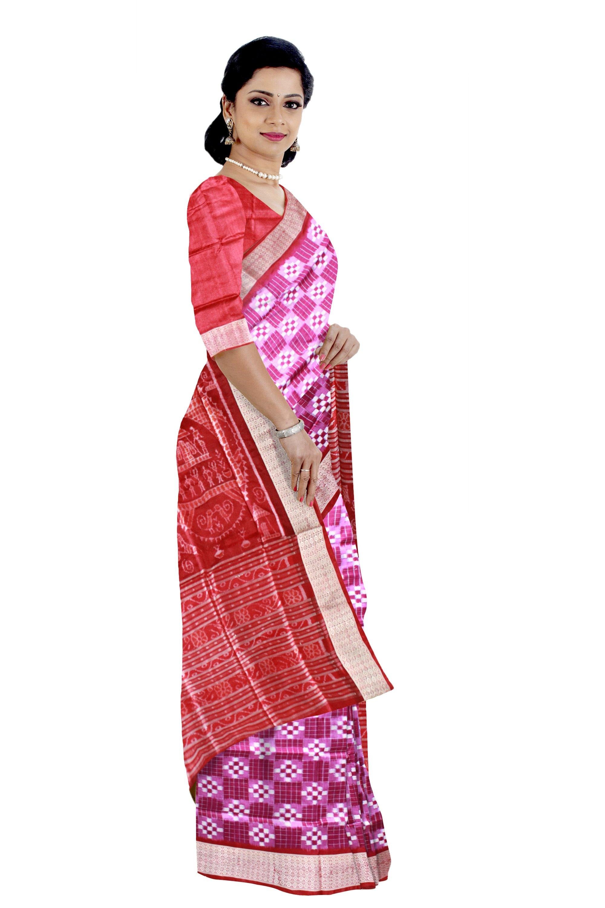 Authentic pata saree in Violet color and sapta print body available piece - Koshali Arts & Crafts Enterprise