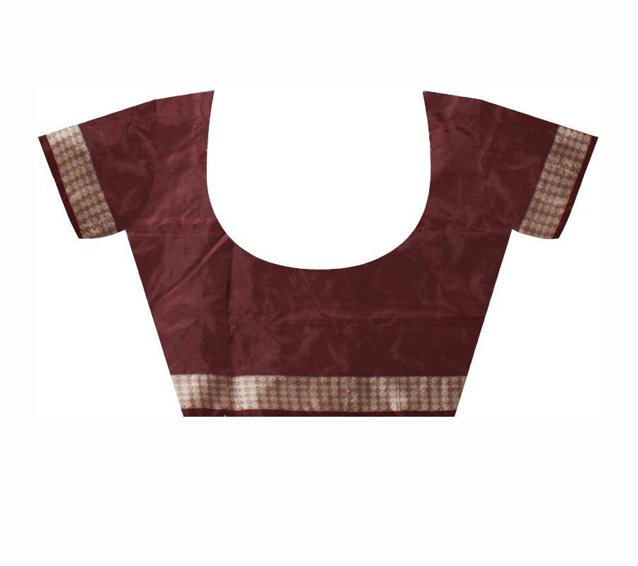 Exclusive sambalpuri Barpali pata Saree in PINK & MAROON color body in Bomkei Pattern (with Blouse Piece) - Koshali Arts & Crafts Enterprise