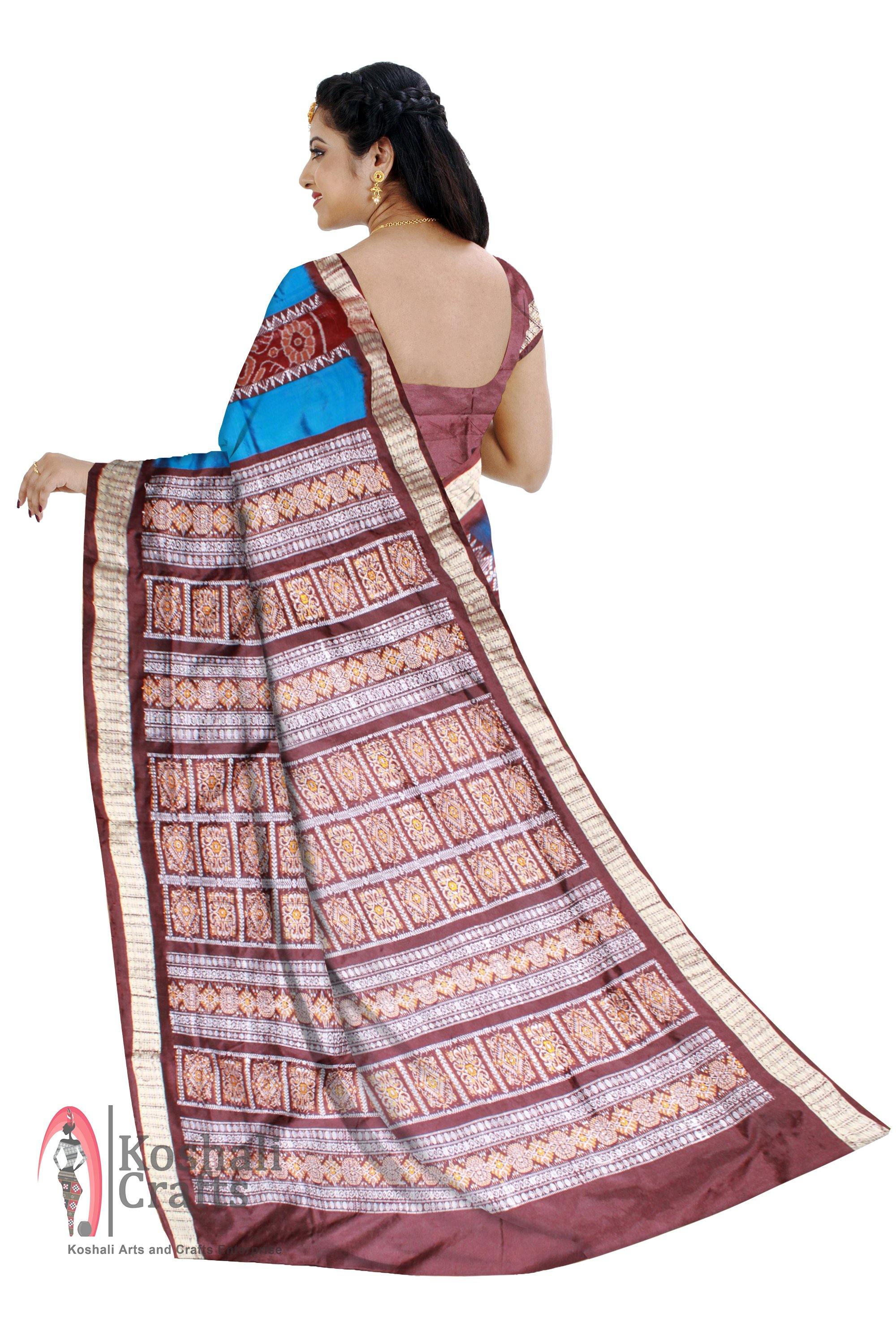 Exclusive pata saree in Blue color with blouse. - Koshali Arts & Crafts Enterprise