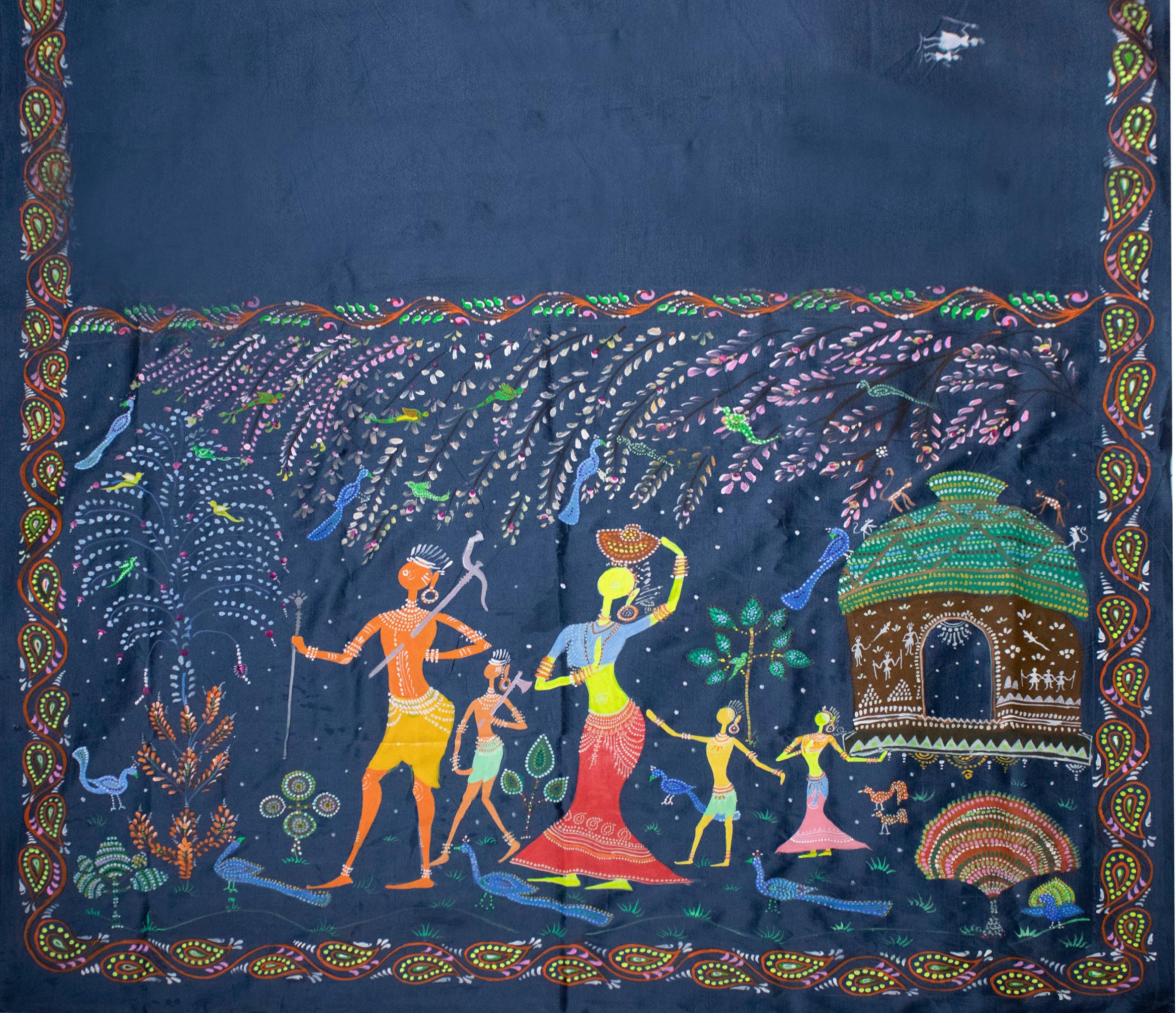 Hand painted  Pattachitra (Raghurajpur, Puri) saree of Odisha - Koshali Arts & Crafts Enterprise