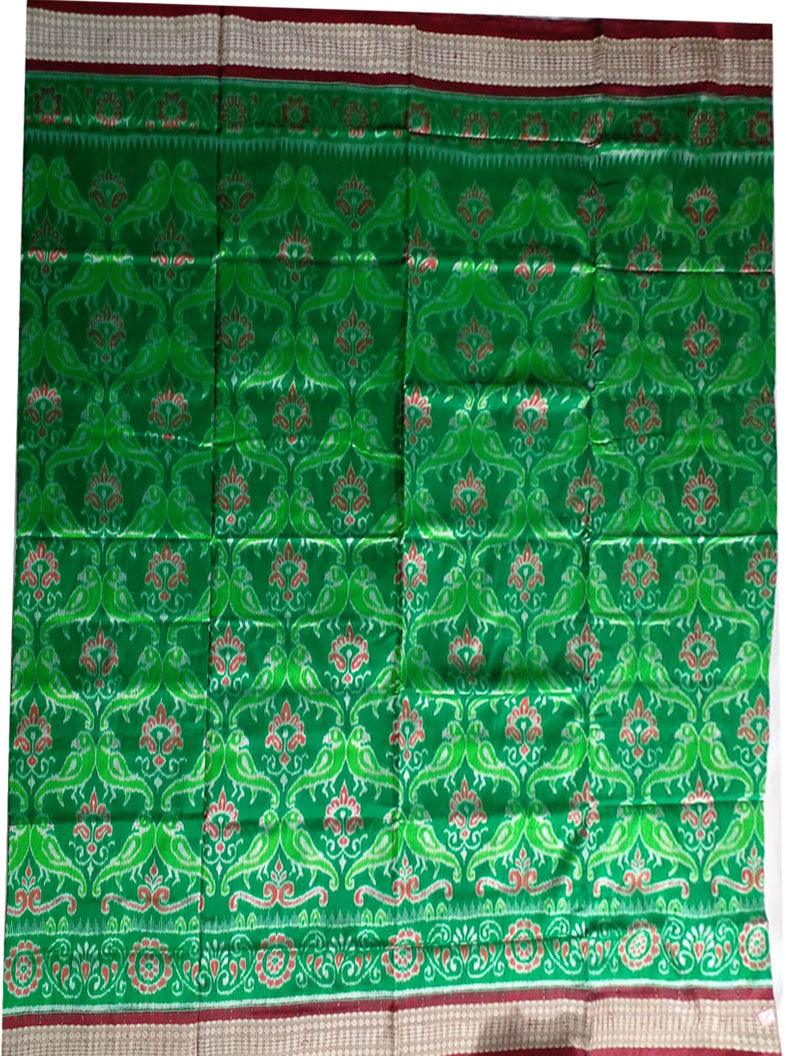 LATEST GREEN COLOR PARROT DESIGN SONEPUR PATA SAREE IN PURE SILK - Koshali Arts & Crafts Enterprise