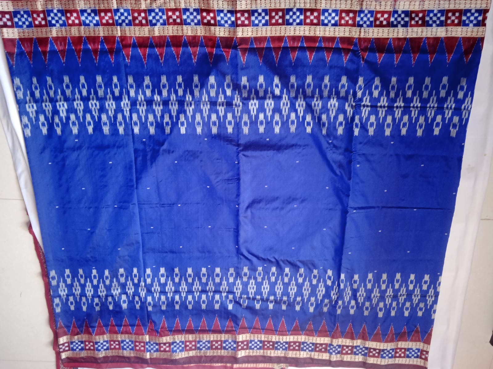 Pasapali border blue & maroon pata saree. - Koshali Arts & Crafts Enterprise