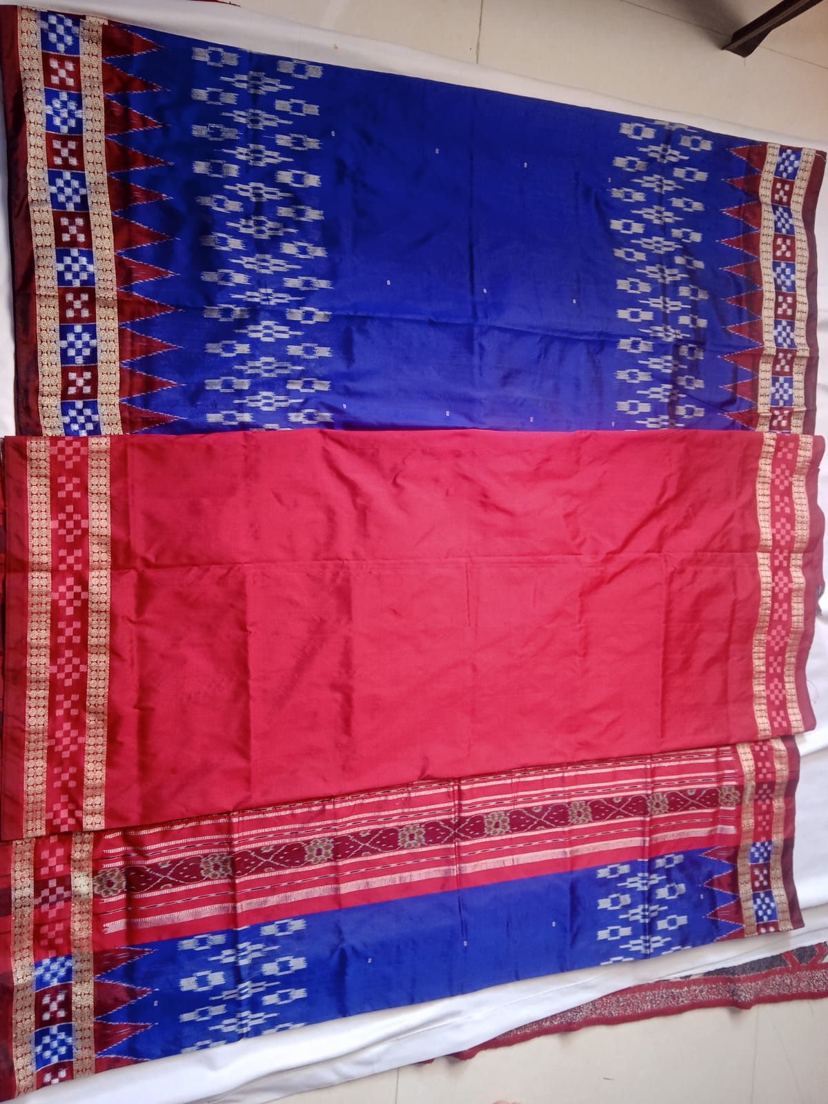 Pasapali border blue & maroon pata saree. - Koshali Arts & Crafts Enterprise