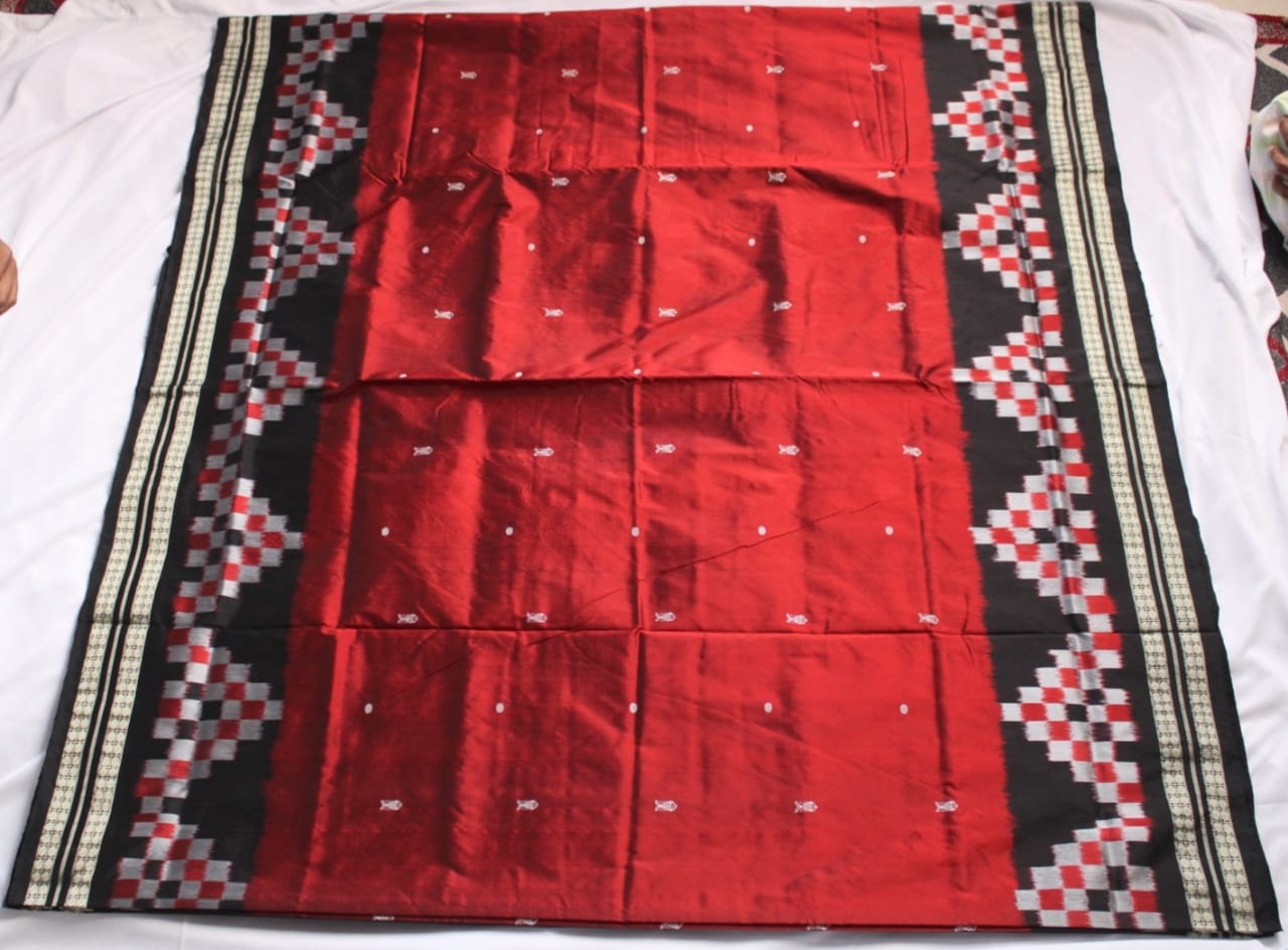 Maroon & black color dhadi pasapali border pata saree. - Koshali Arts & Crafts Enterprise