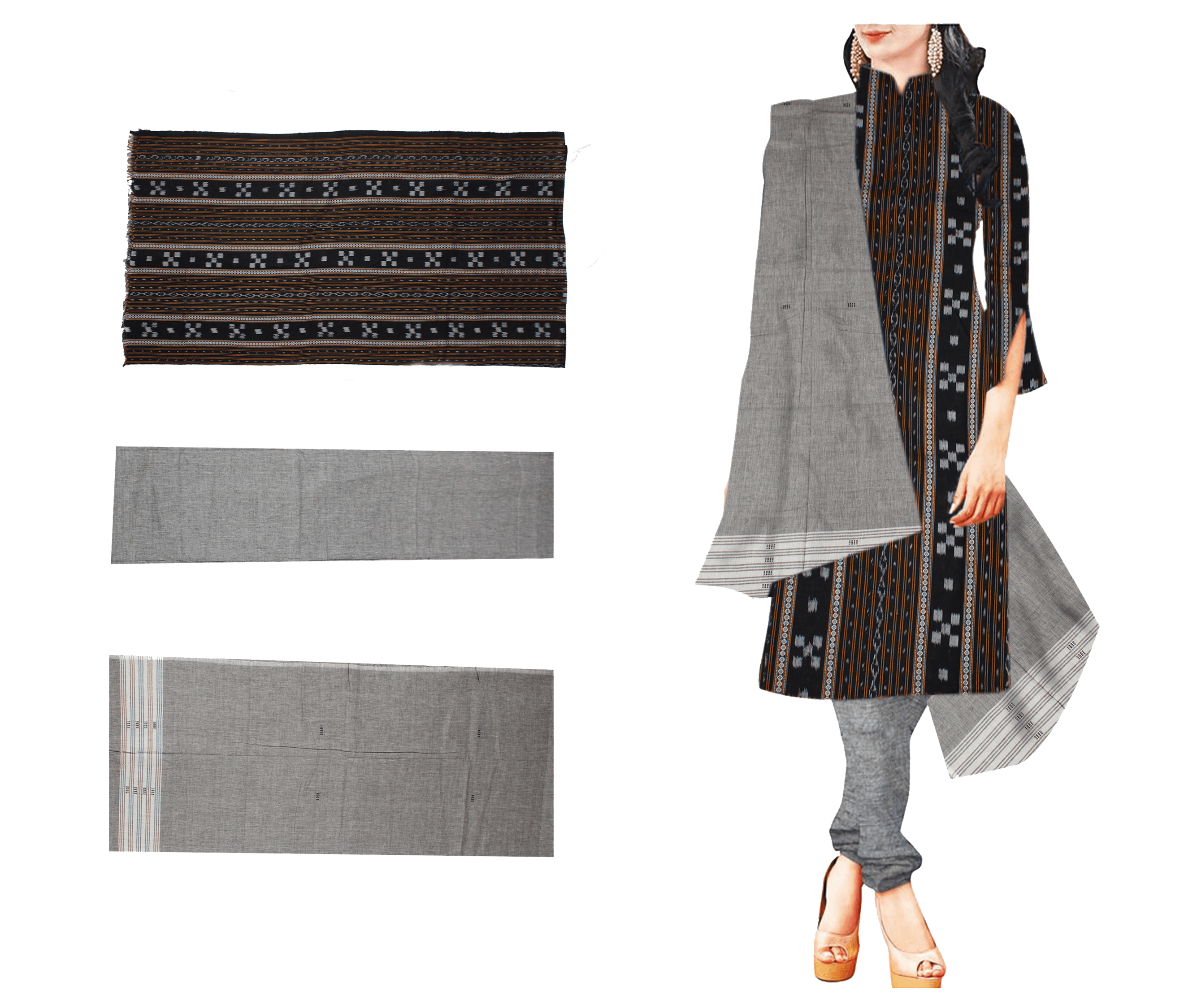 Buy Women's Cotton Sambalpuri Dress Material (DRF007, Blue, Free Size) at  Amazon.in