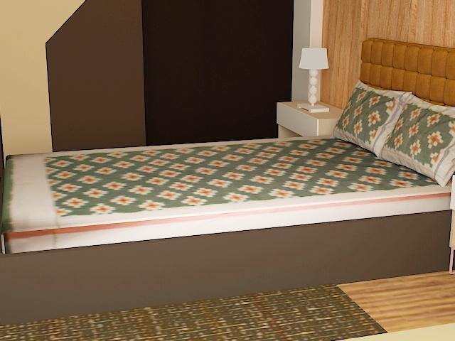 Double Bedsheet with Pillow Covers in melon color| - Koshali Arts & Crafts Enterprise