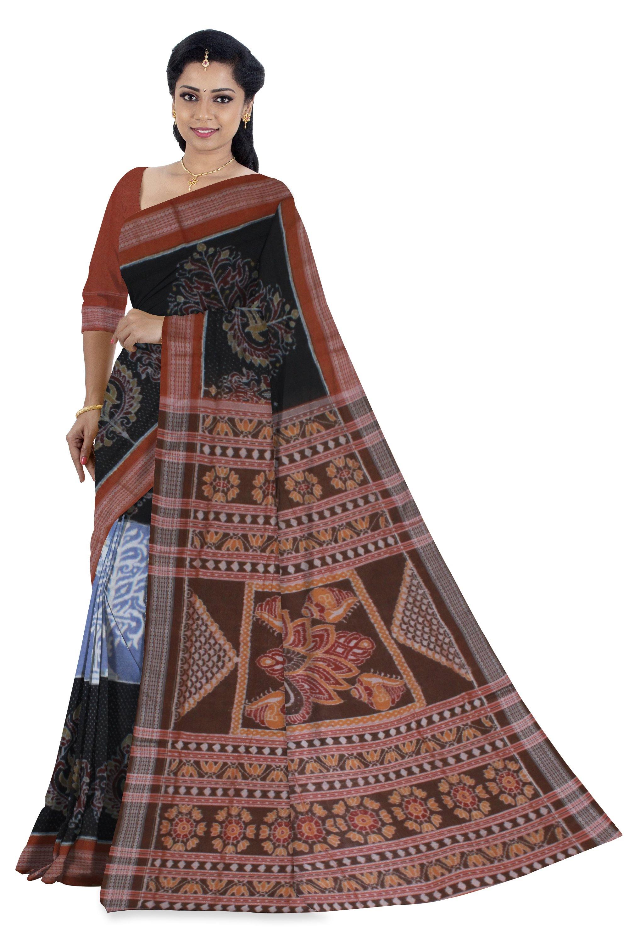 Bright Blue Sambalpuri IKAT Cotton saree - Koshali Arts & Crafts Enterprise