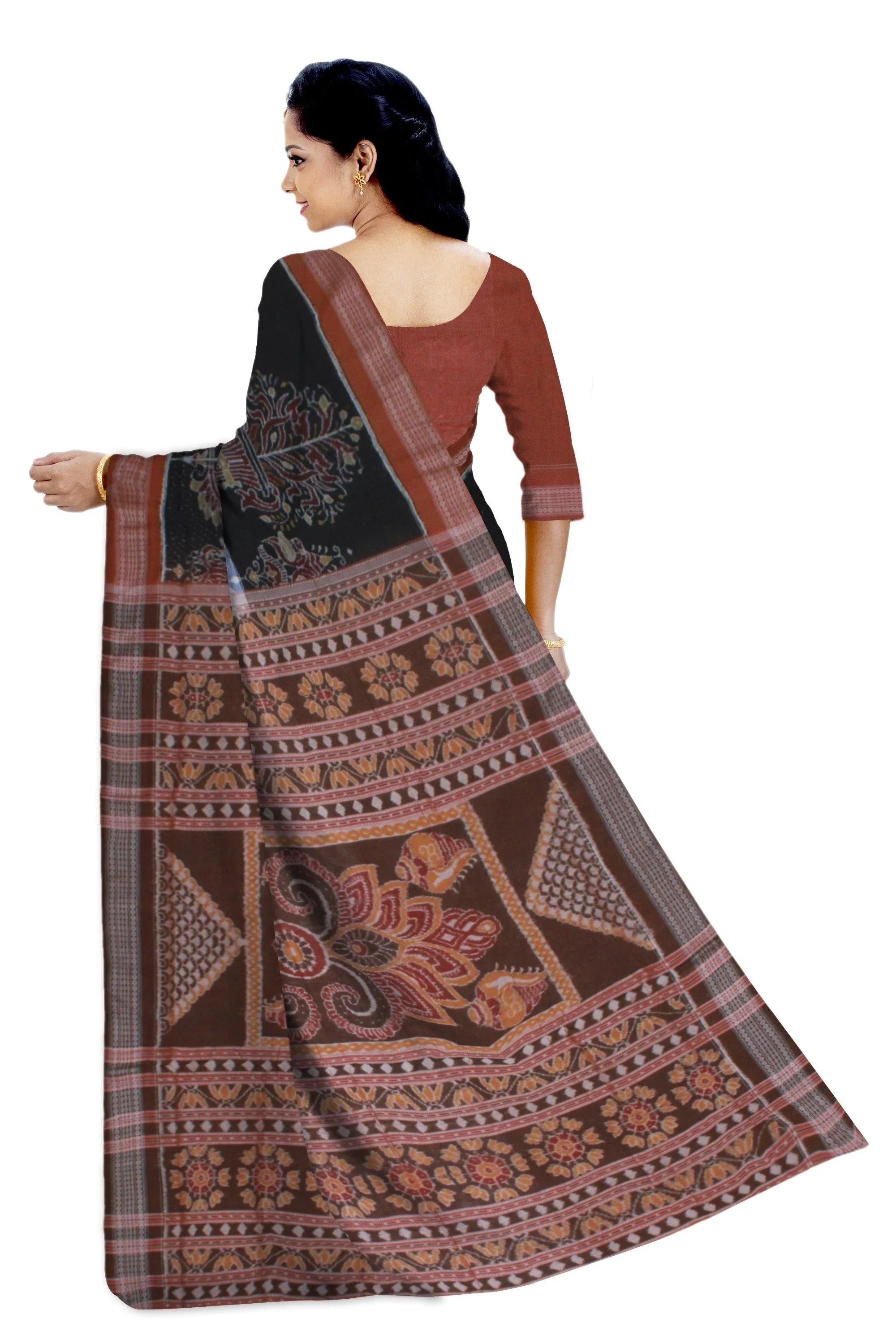 Bright Blue Sambalpuri IKAT Cotton saree - Koshali Arts & Crafts Enterprise