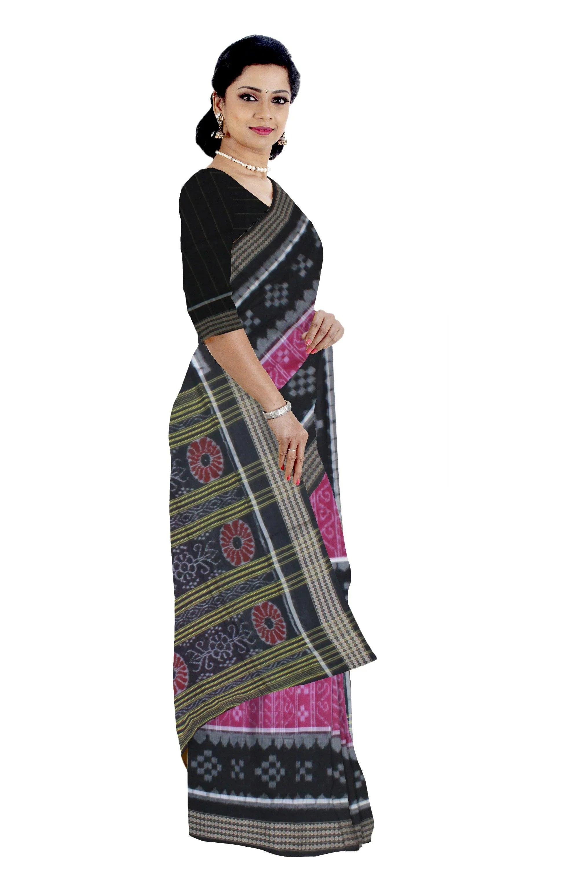New Design Pink color Sambalpuri Cotton Saree - Koshali Arts & Crafts Enterprise