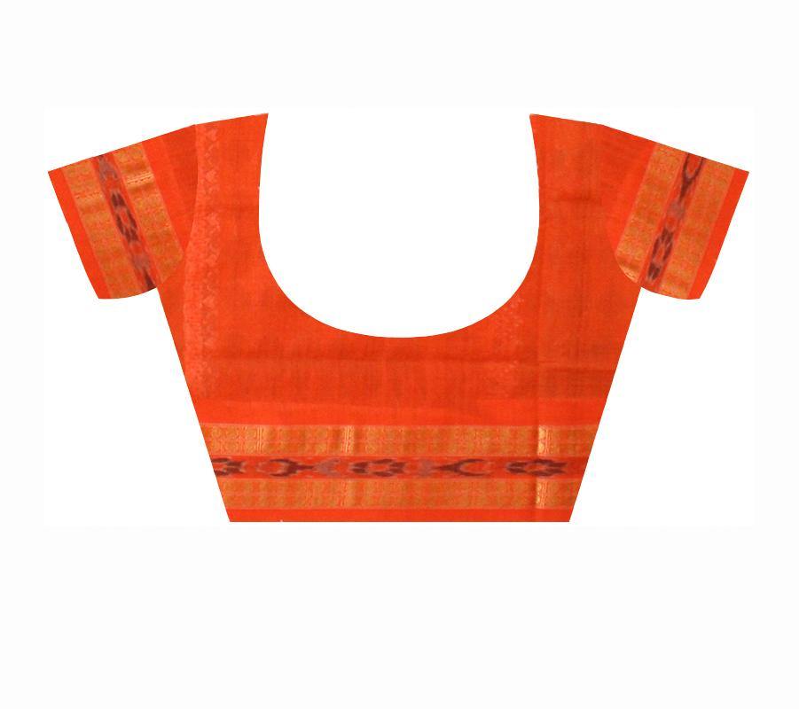 Sambalpuri IKAT Saree in leaf patten with with safta Bomkei print with blouse piece - Koshali Arts & Crafts Enterprise
