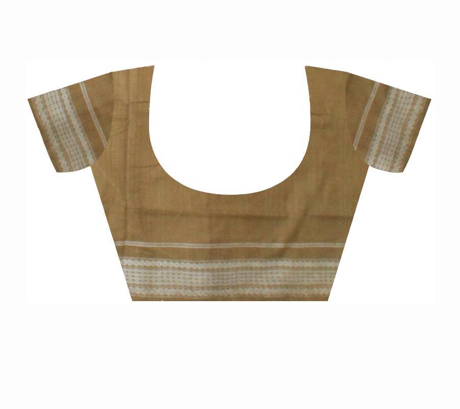 Dark brown Sambalpuri Cotton IKAT saree - Koshali Arts & Crafts Enterprise