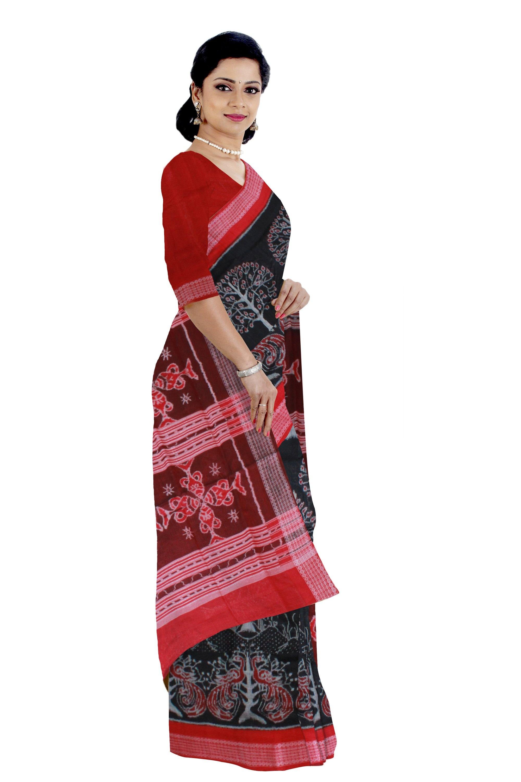 Sambalpuri cotton IKAT saree with tree design - Koshali Arts & Crafts Enterprise