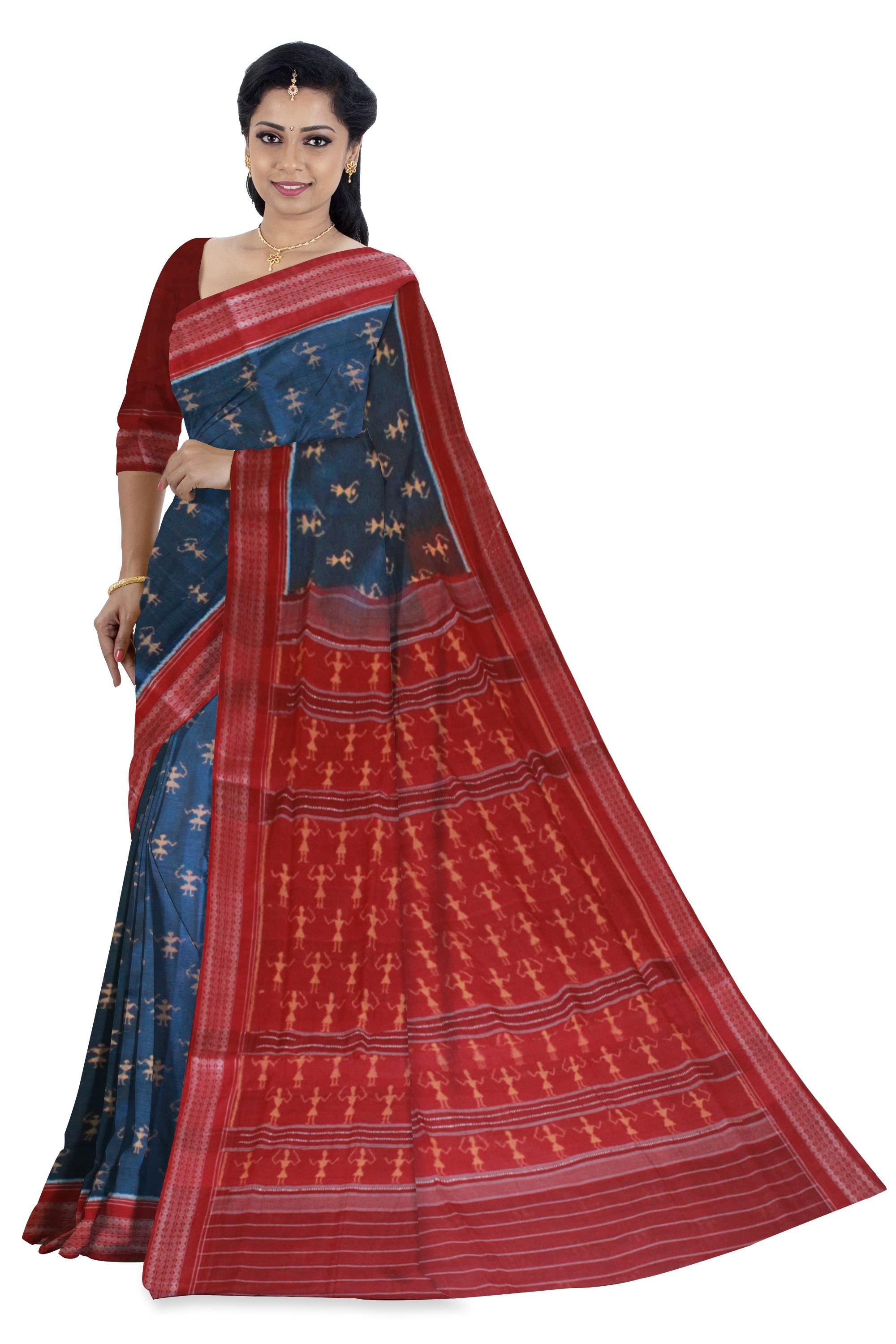 Latest Design Dancing Doll print pure cotton Sambalpuri Saree With Blouse piece - Koshali Arts & Crafts Enterprise